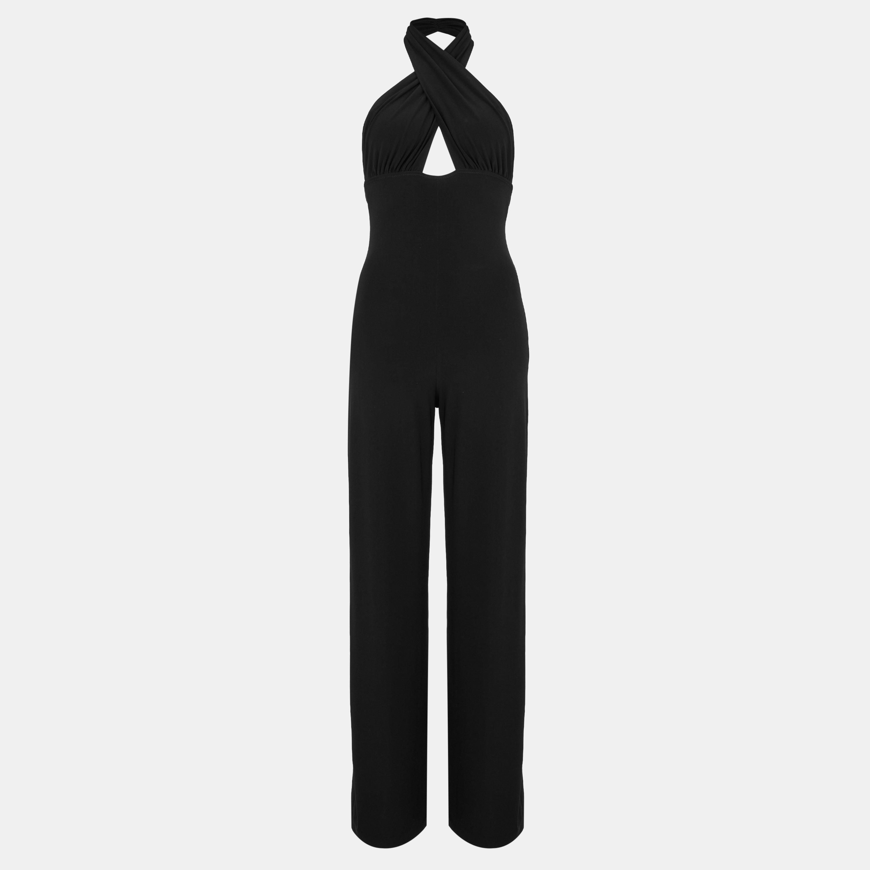 Black - Norma Kamali - Women's Fitted Straight Leg Stretch Zip Jumpsuit - 1
