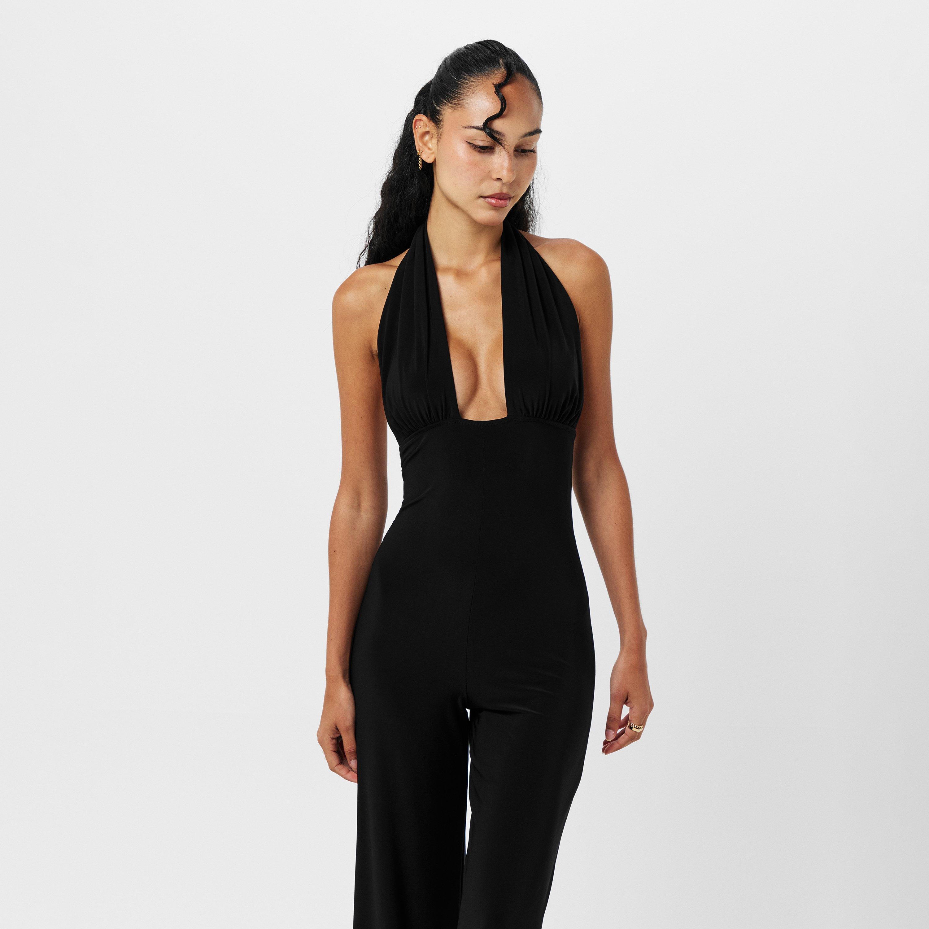 Norma Kamali Women's Fitted Straight Leg Stretch Zip Jumpsuit