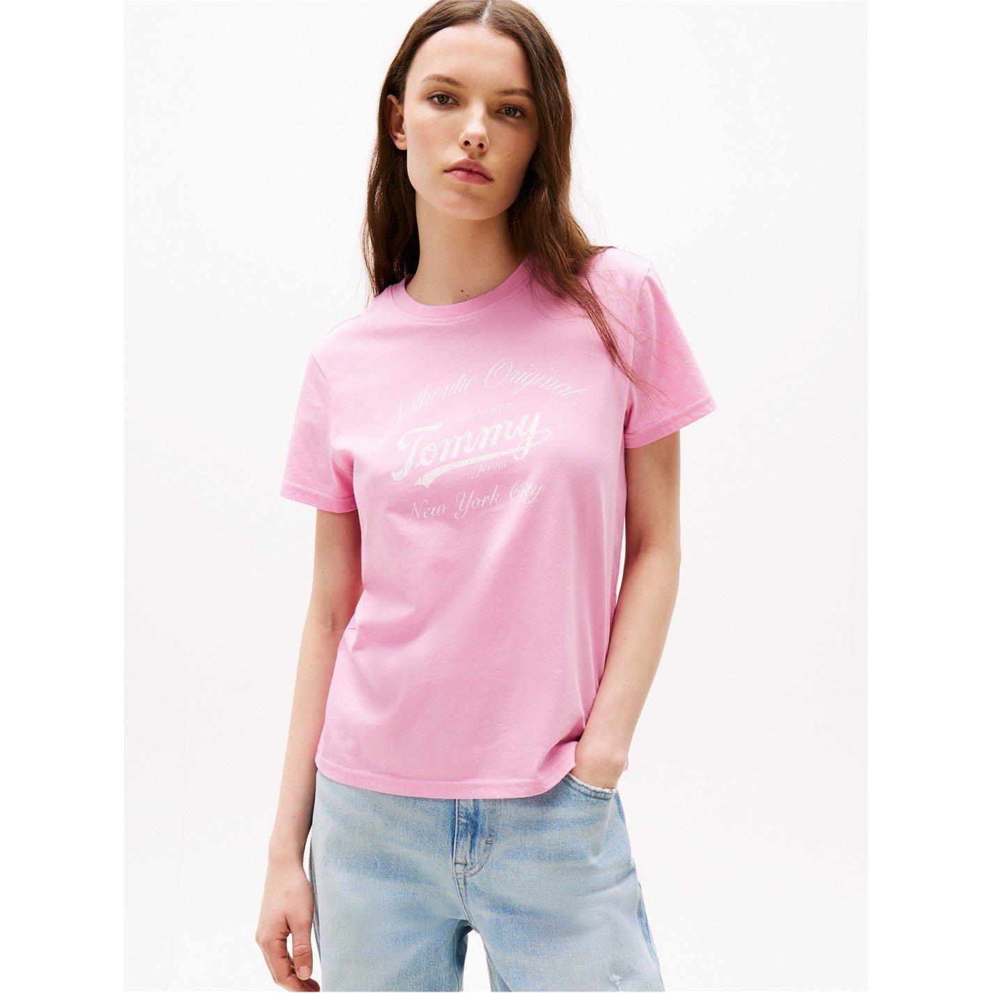 Tommy Jeans Women's Essential Logo Tee - Pink L1 - 18 (2XL)