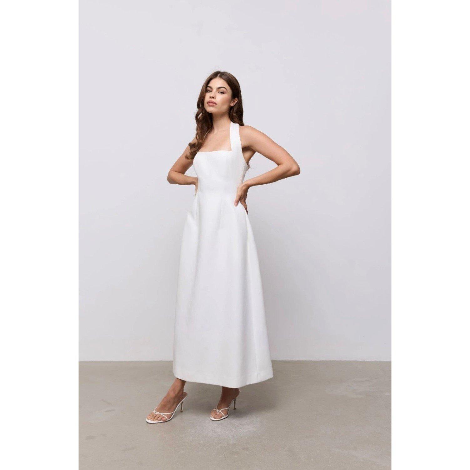 White - Odd Muse - Womens Halter Midi Maxi Dress - 1