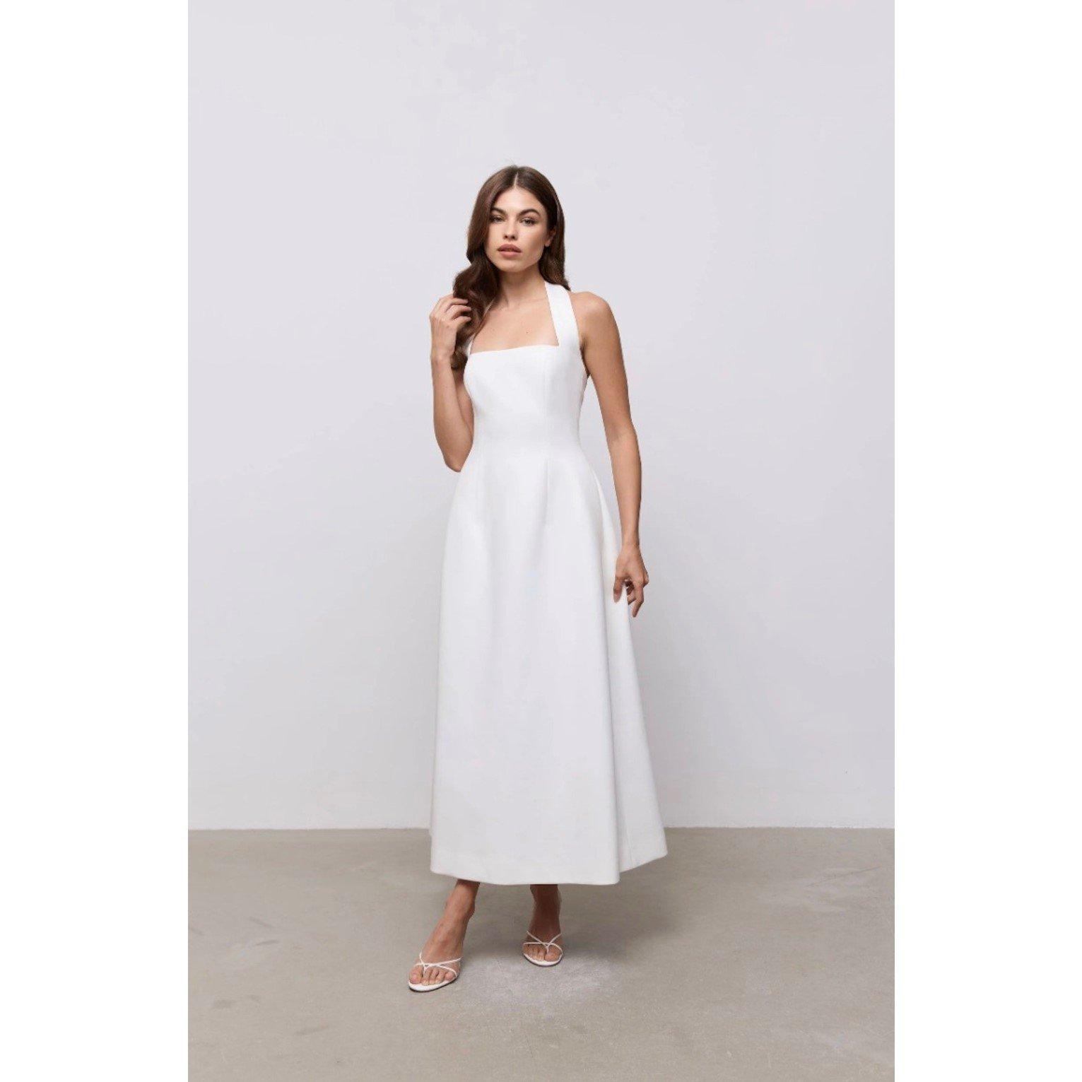 White - Odd Muse - Womens Halter Midi Maxi Dress - 2