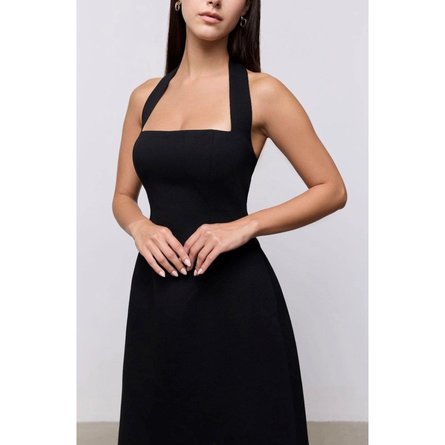 Black - Odd Muse - Womens Halter Midi Maxi Dress - 2