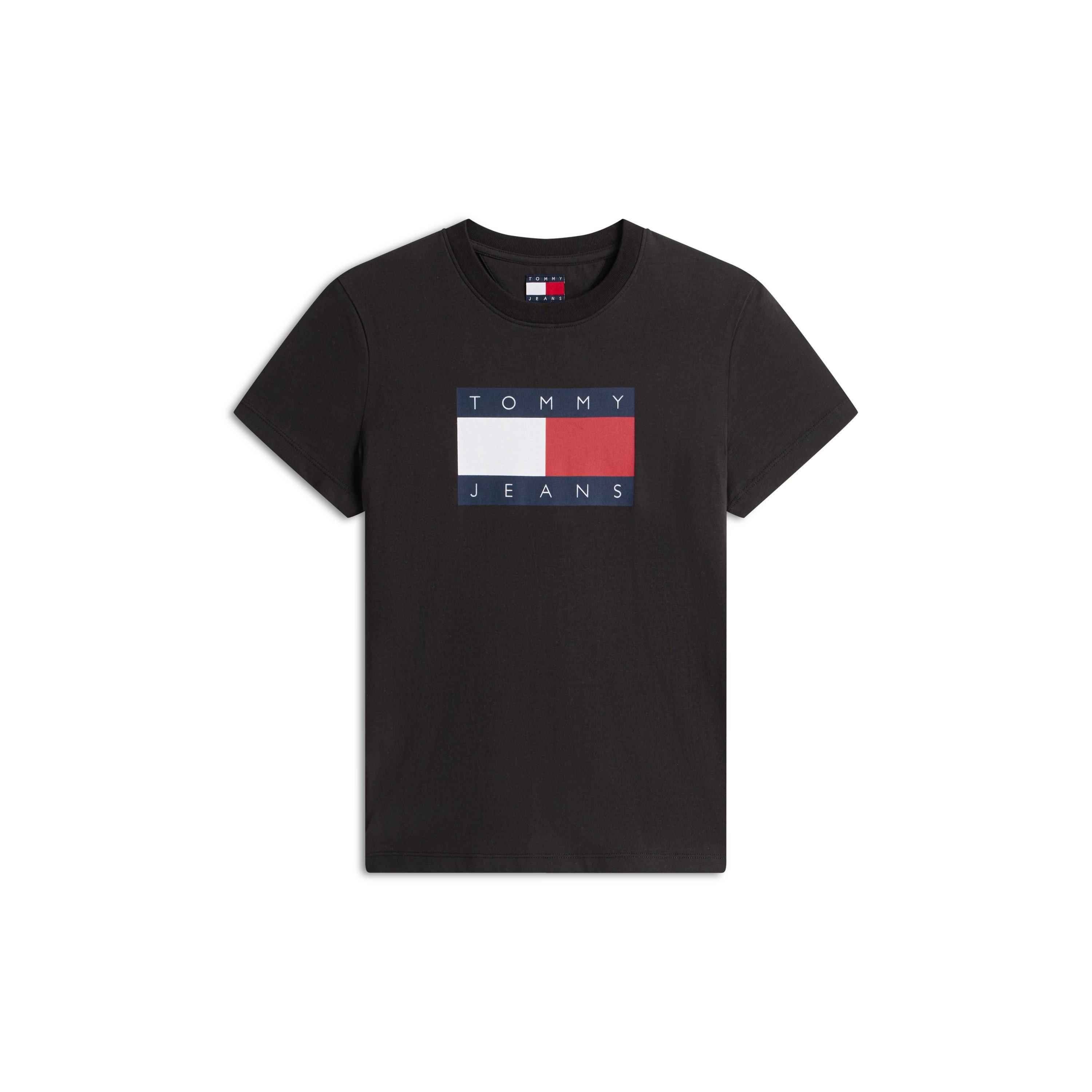 Tommy Jeans Women's Tj Badge Rib Regular Fit T-Shirt - Black - 10 (S)
