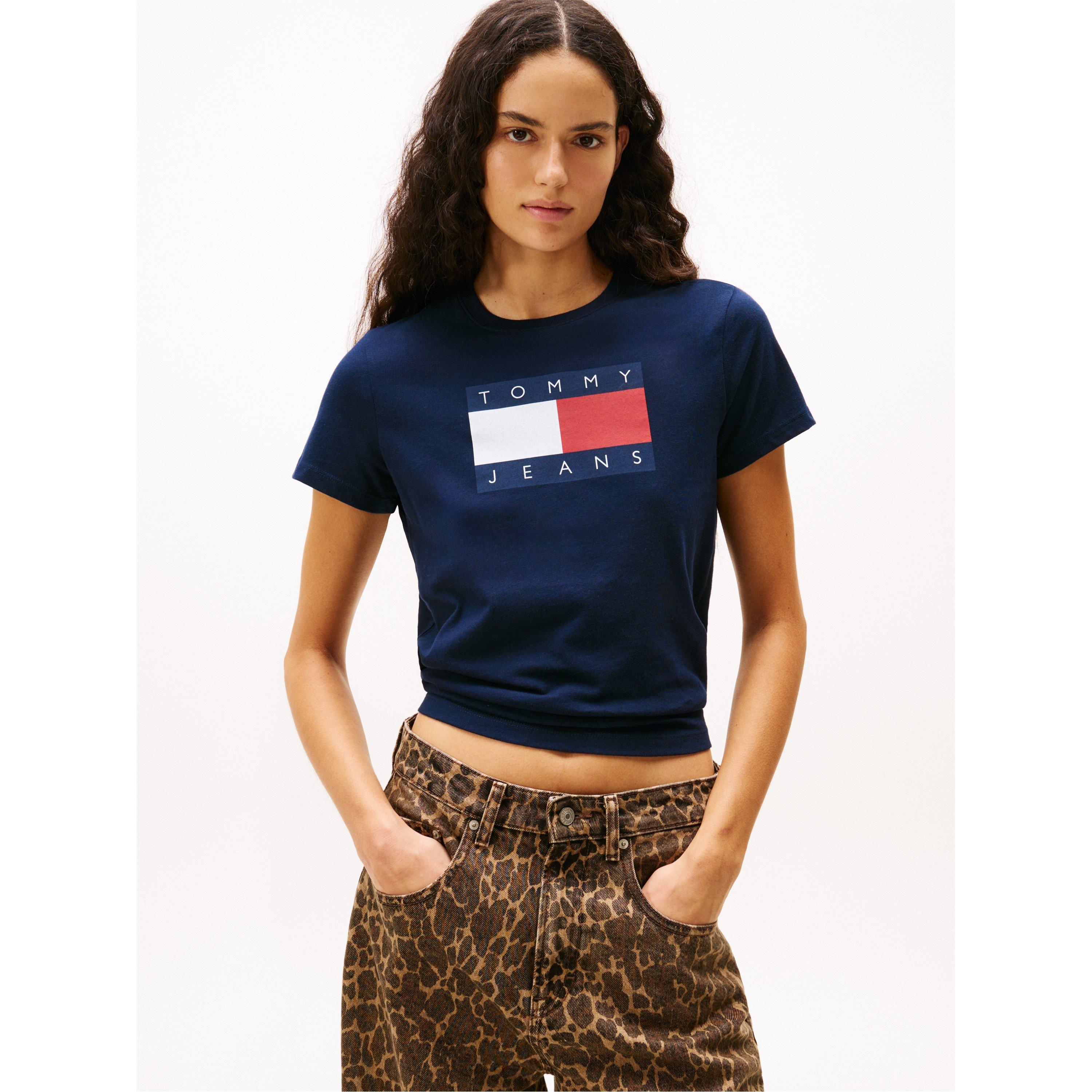 Nuit Noire Marine - Tommy Jeans - Women's TJ Badge Rib Regular Fit T-Shirt - 2
