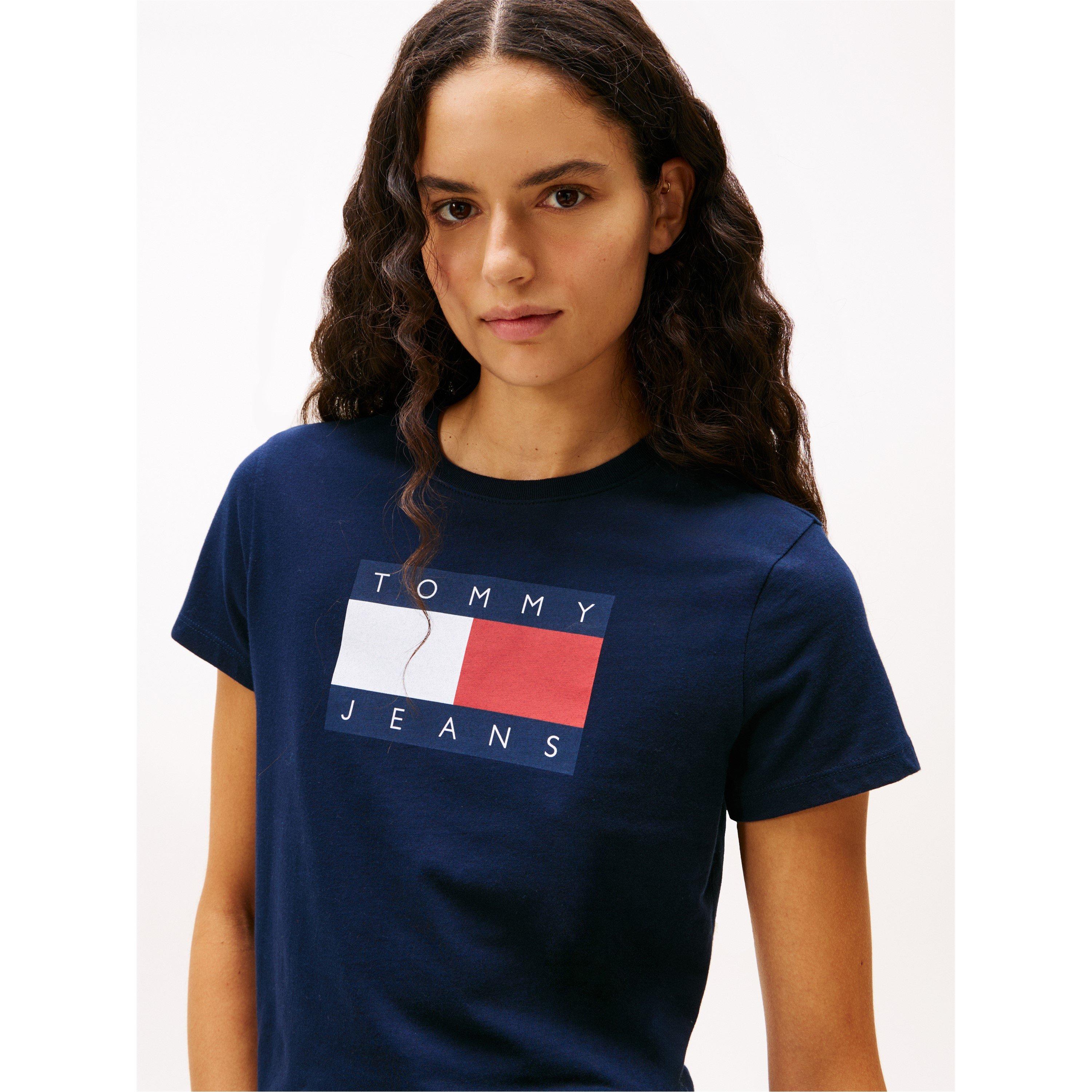 Nuit Noire Marine - Tommy Jeans - Women's TJ Badge Rib Regular Fit T-Shirt - 5
