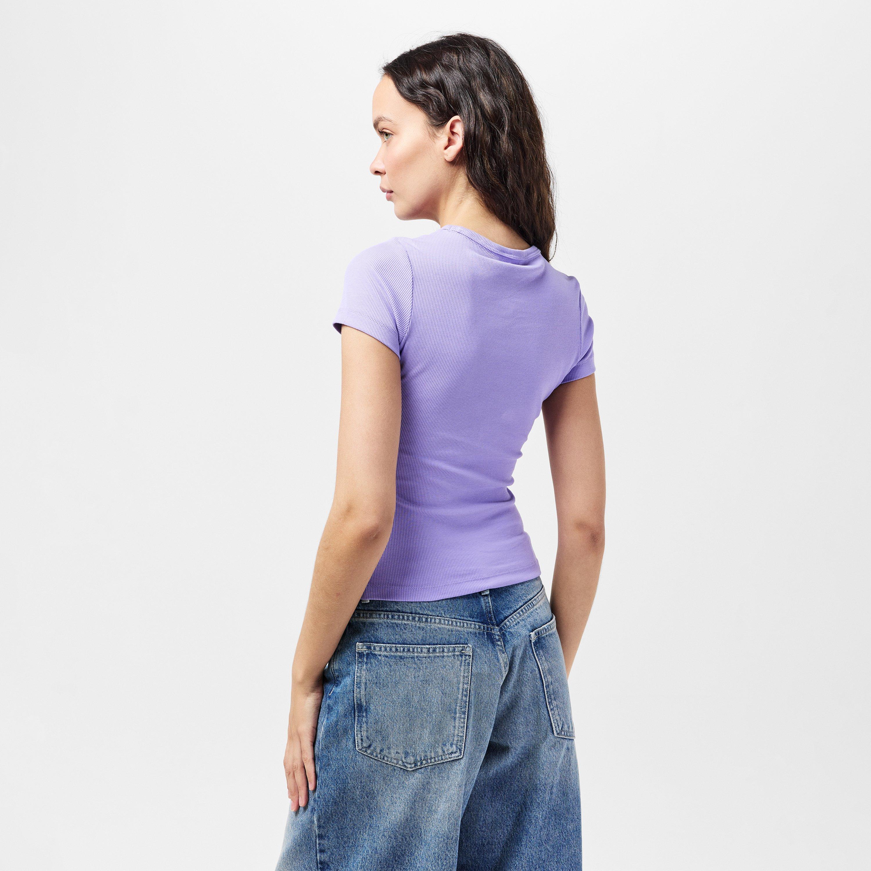 Ophelia Purple - Tommy Jeans - Women's TJ Badge Rib Regular Fit T-Shirt - 4