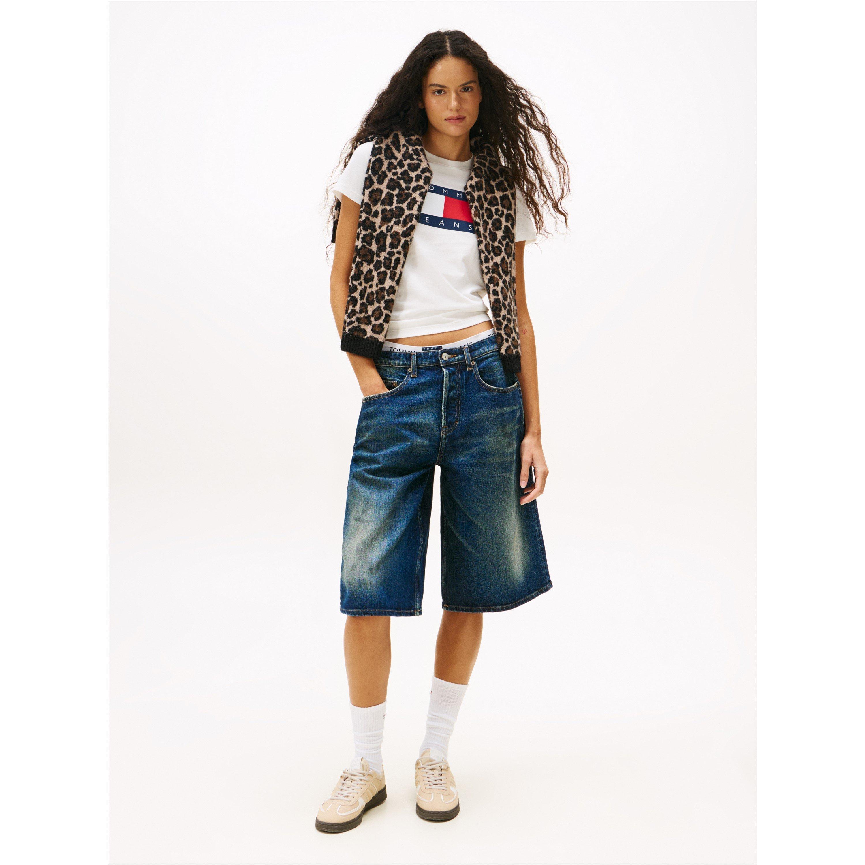 Ecru - Tommy Jeans - Women's TJ Badge Rib Regular Fit T-Shirt - 4