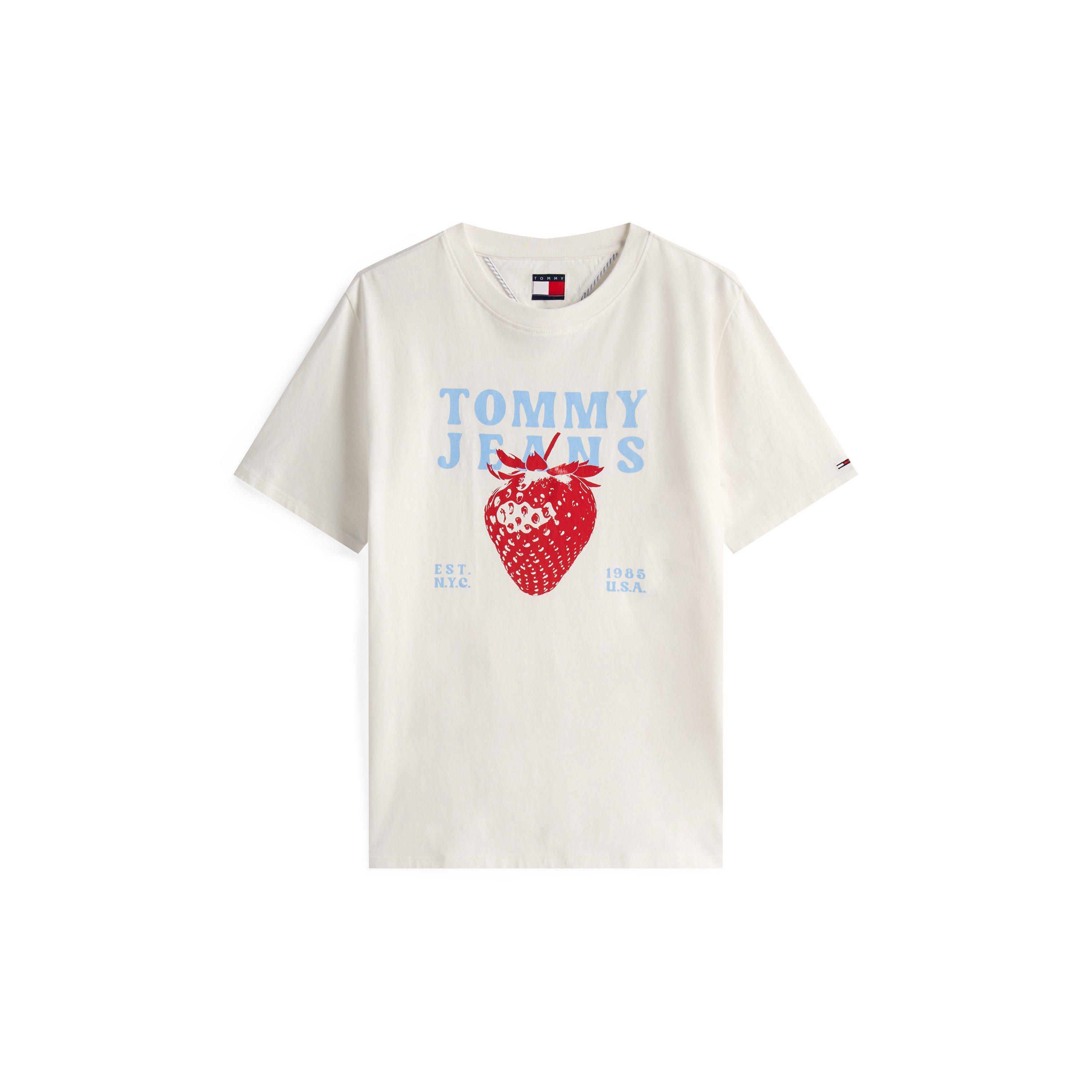Tommy Jeans Women's Tj Strawbs Regular Fit T-Shirt - Ecru - 8 (XS)
