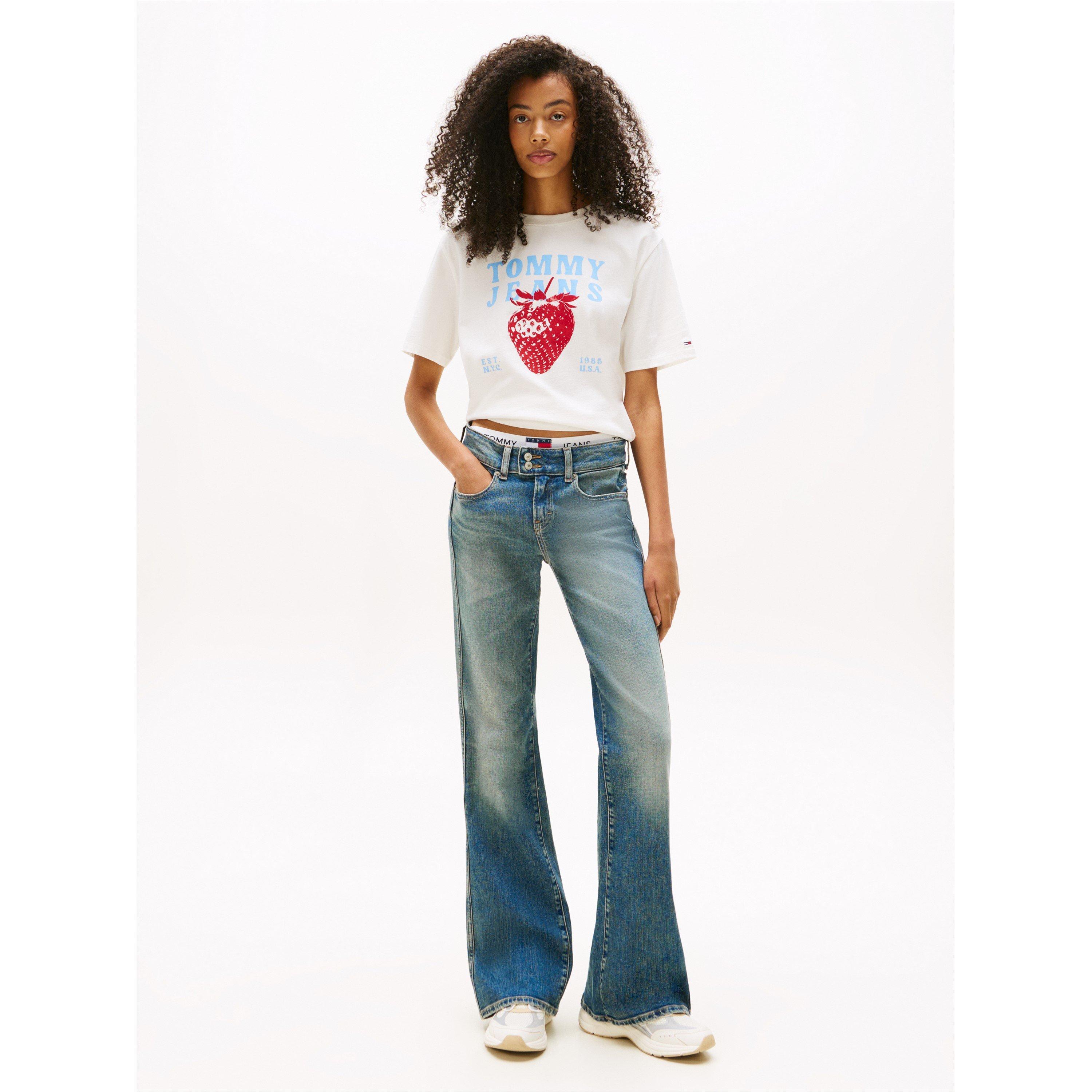 Ecru - Tommy Jeans - Women's TJ Strawbs Regular Fit T-Shirt - 3