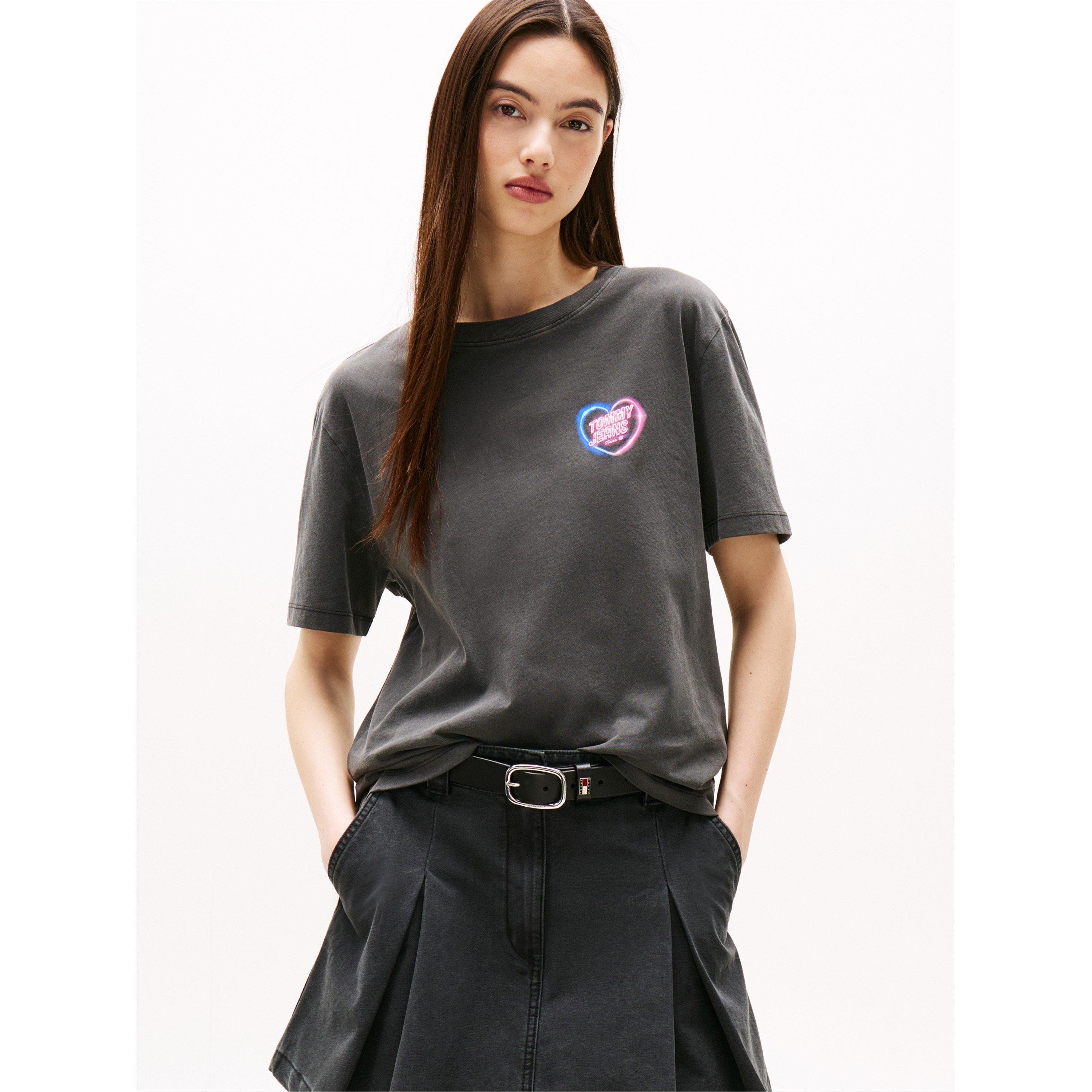 Black - Tommy Jeans - Women's TJ Neon Regular Fit T-Shirt - 2