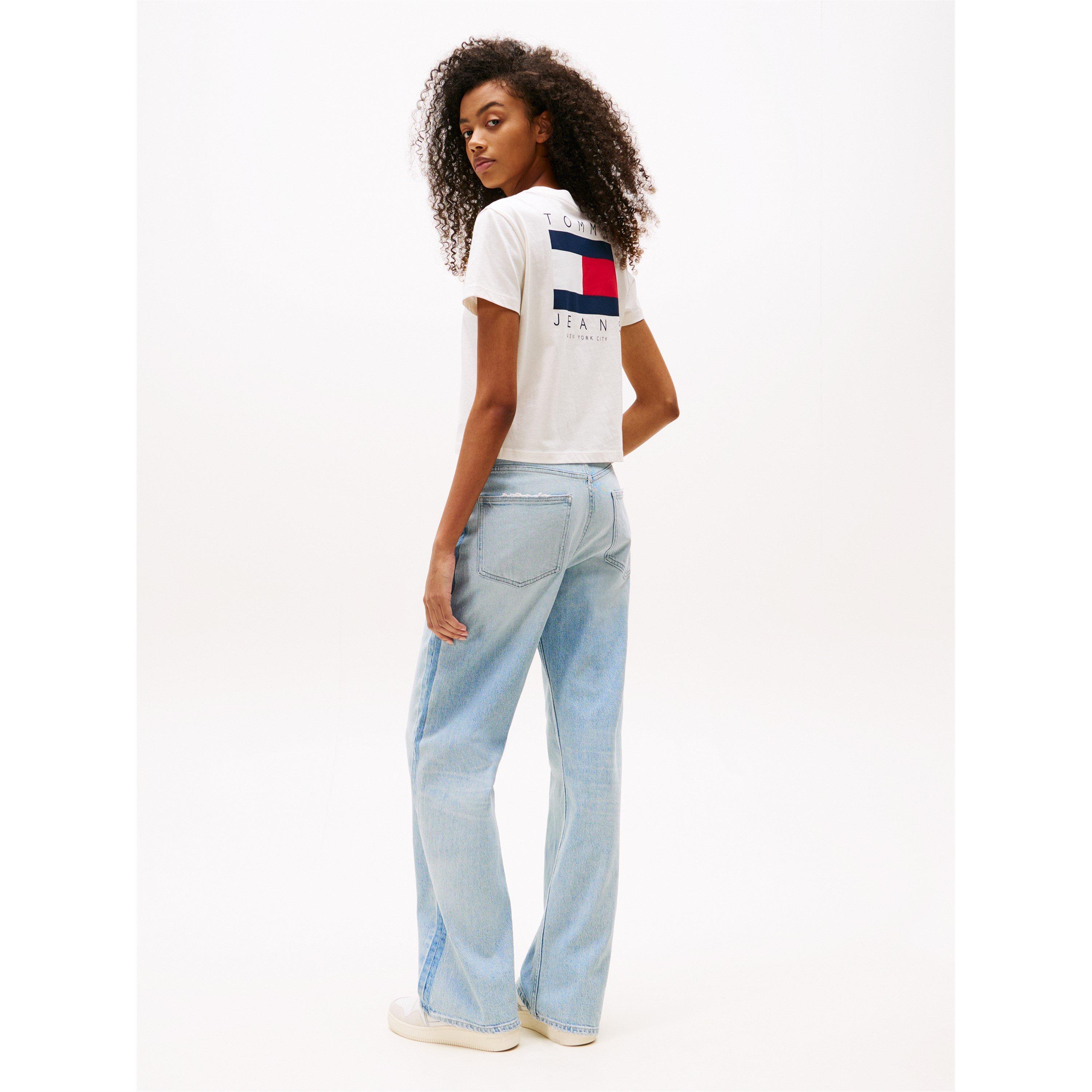 Ancient White - Tommy Jeans - Women's TJ Flag Graphic Regular Fit T-Shirt - 4