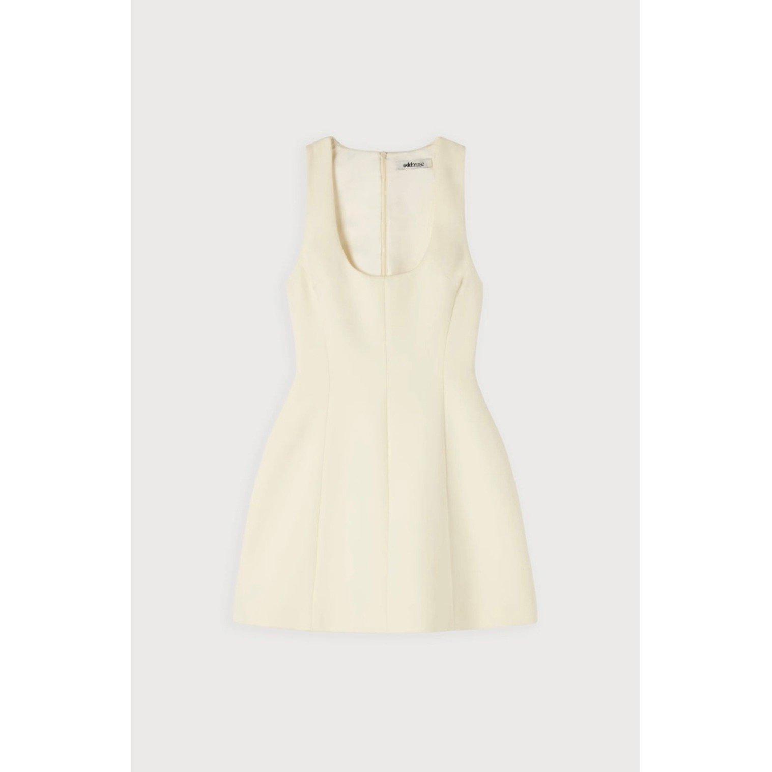 Ecru - Odd Muse - Womens Cotton Mini Dress - 3
