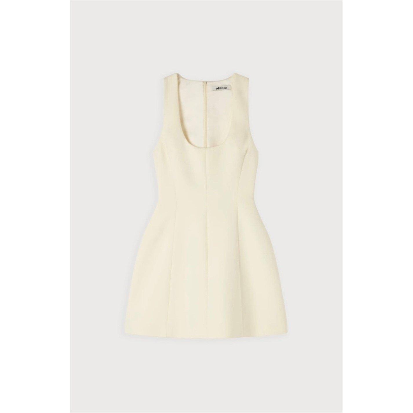 Ecru - Odd Muse - Womens Cotton Mini Dress - 6