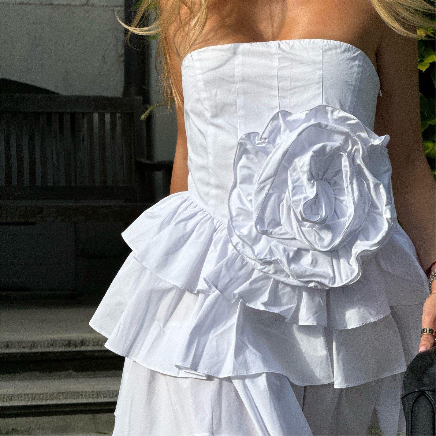 White Frill Layered Mini-Dress