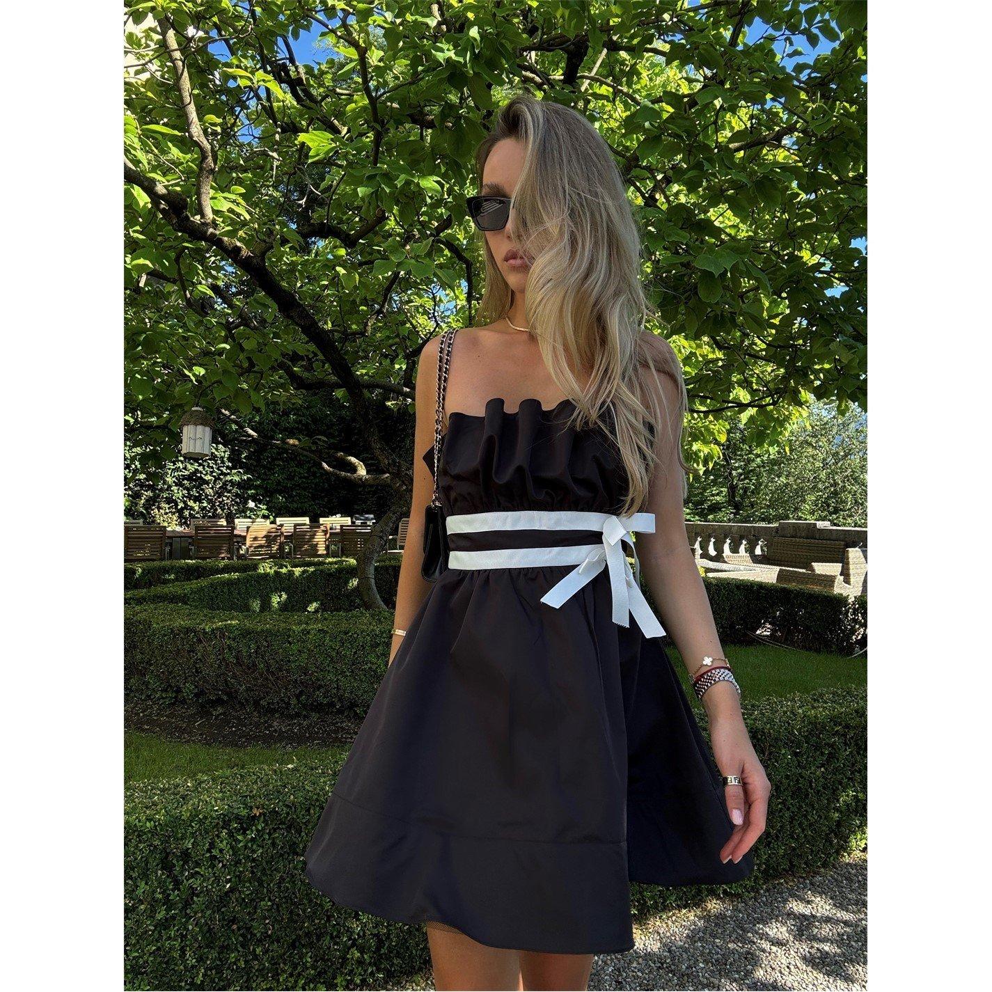 Black - Collective The Label - Black Sleeveless Bow Mini-Dress - 1