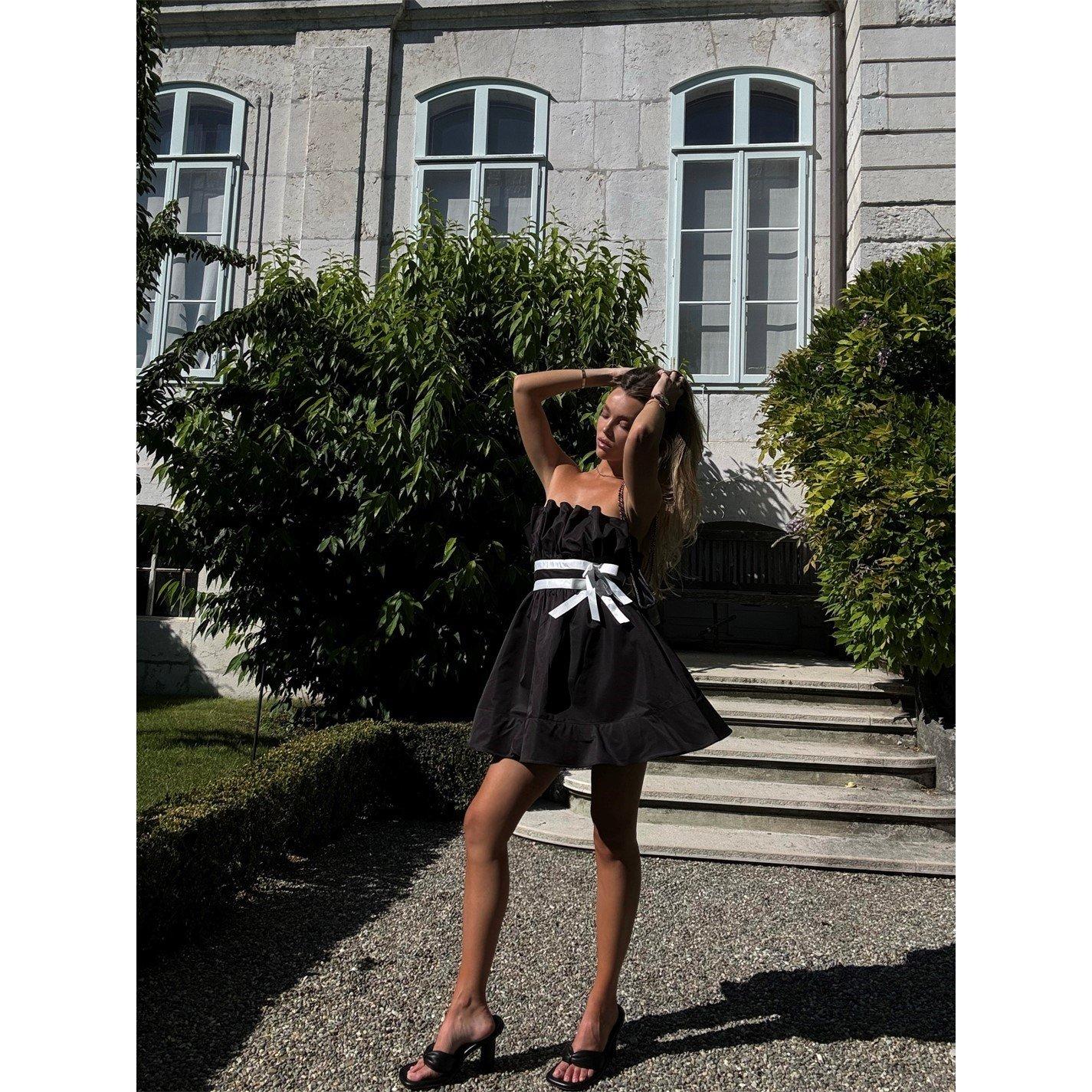 Preto - Collective The Label - The Label Black Sleeveless Bow Mini-Dress - 3