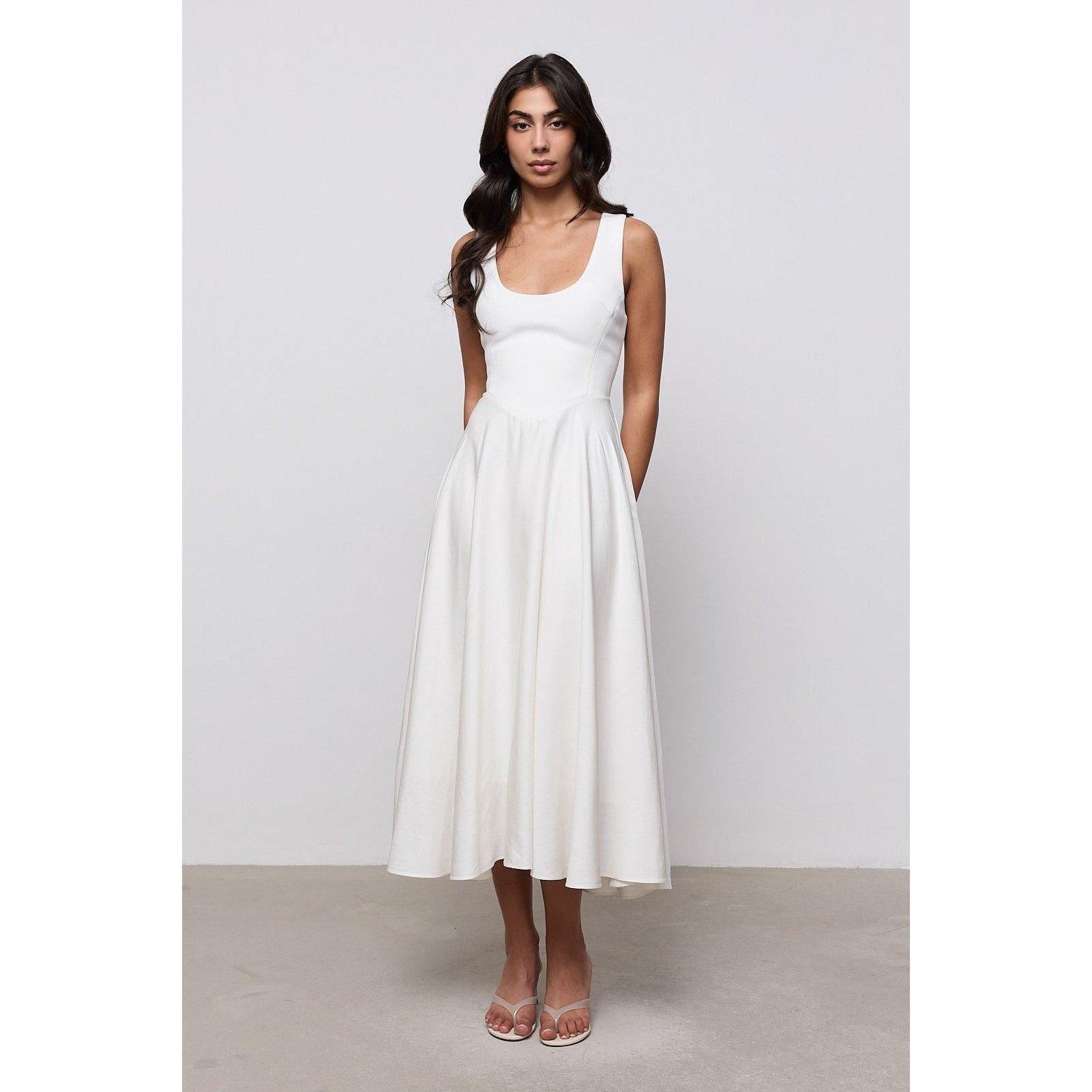 Ecru - Odd Muse - Womens Linen Midi Maxi Dress - 1