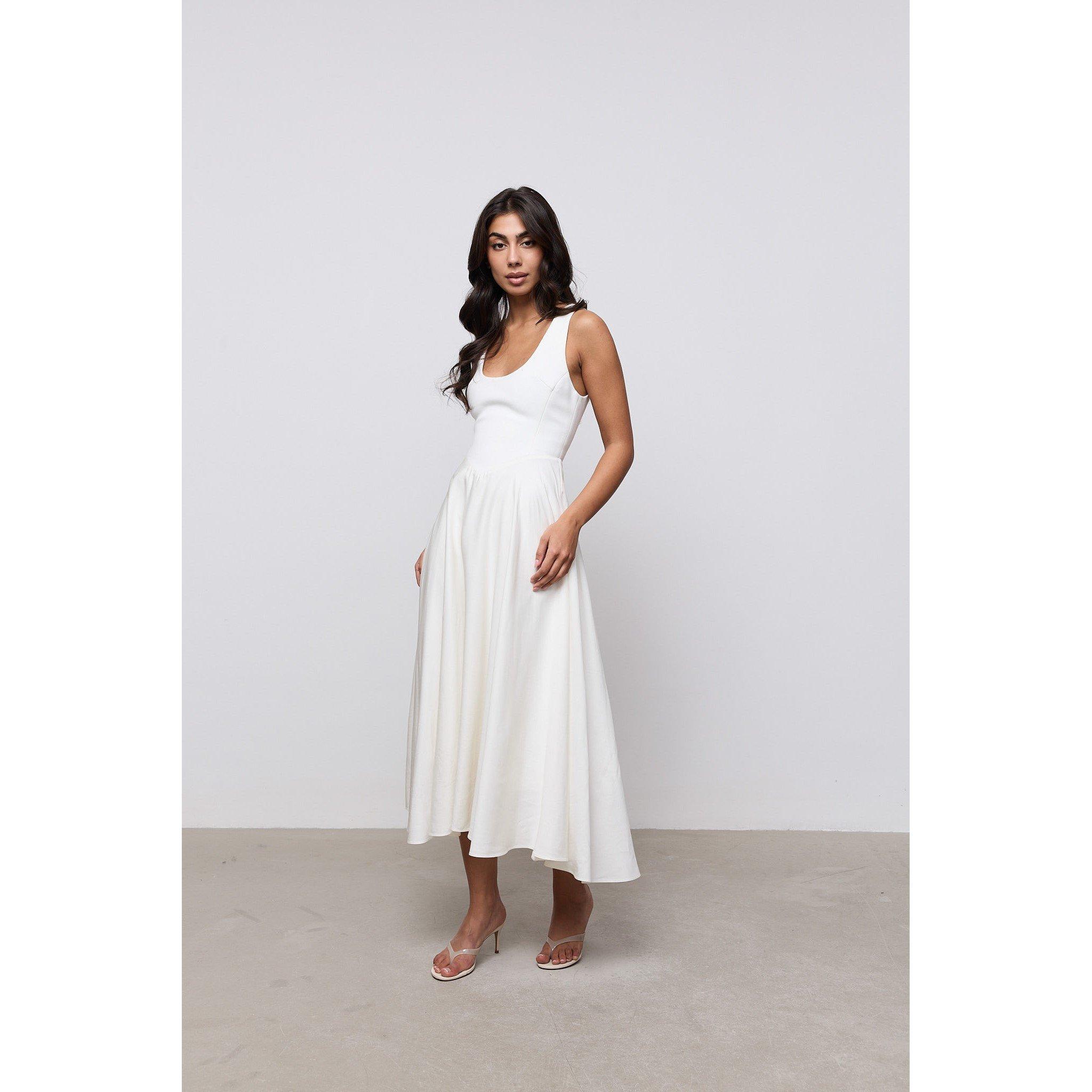 Ecru - Odd Muse - Womens Linen Midi Maxi Dress - 3