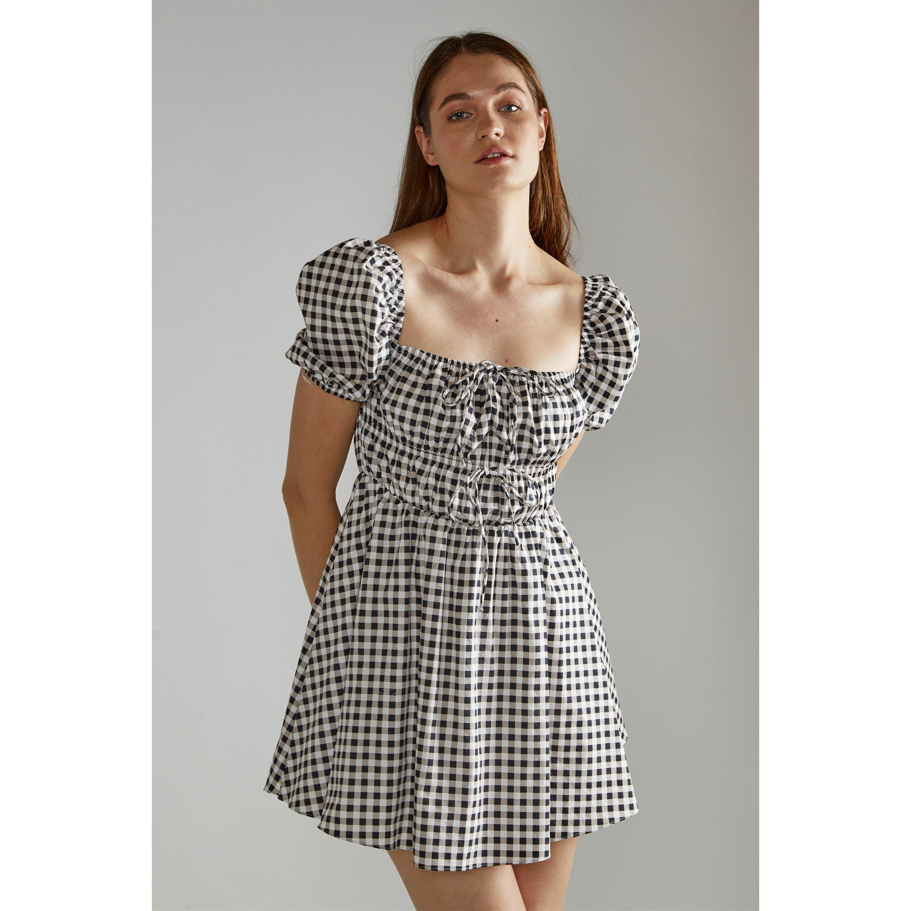 VIŠEBOJAN - Narrated - Black White Gingham-Print Skater Mini-Dress - 2