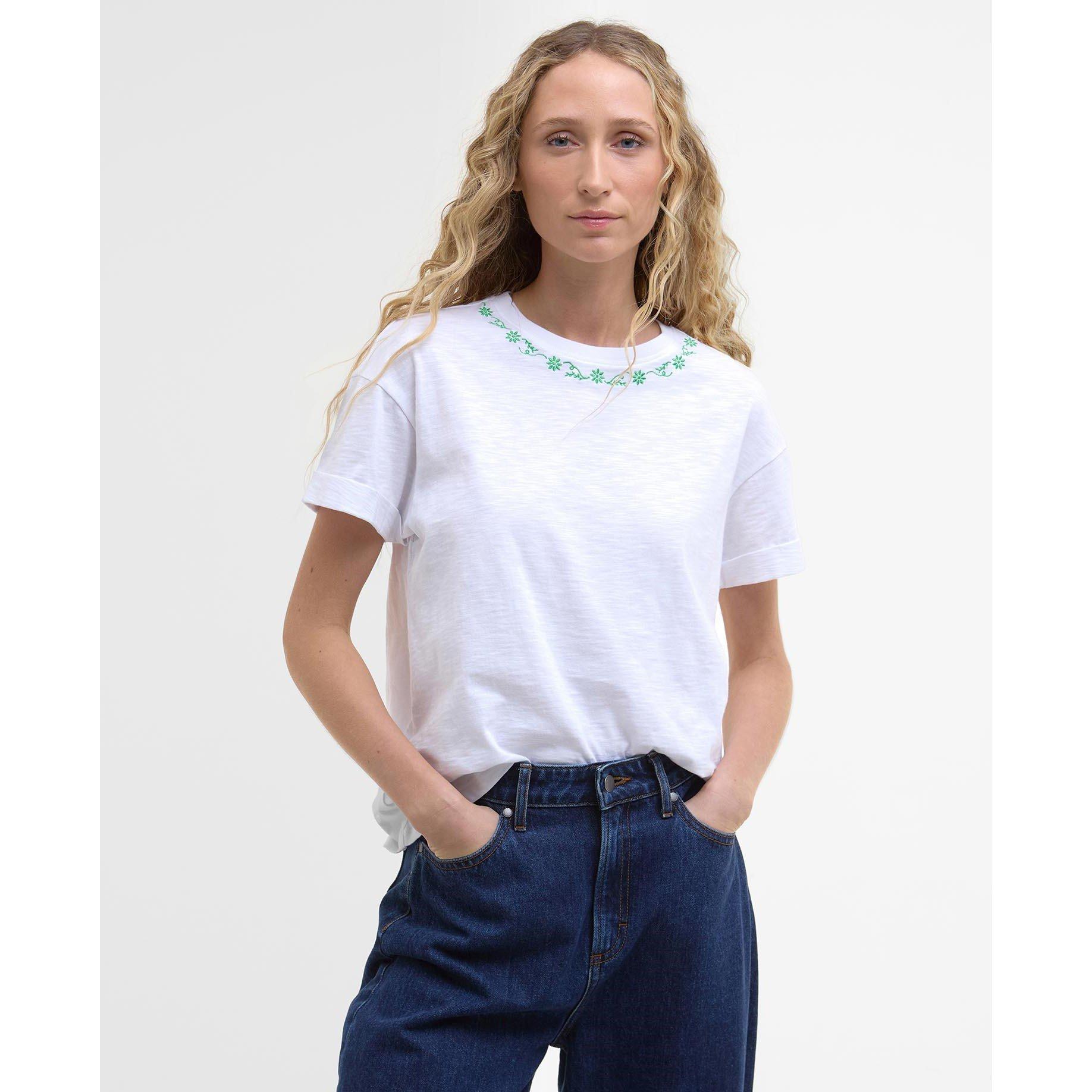 White - Barbour - Women's Cloverford Regular Fit T-Shirt - 2
