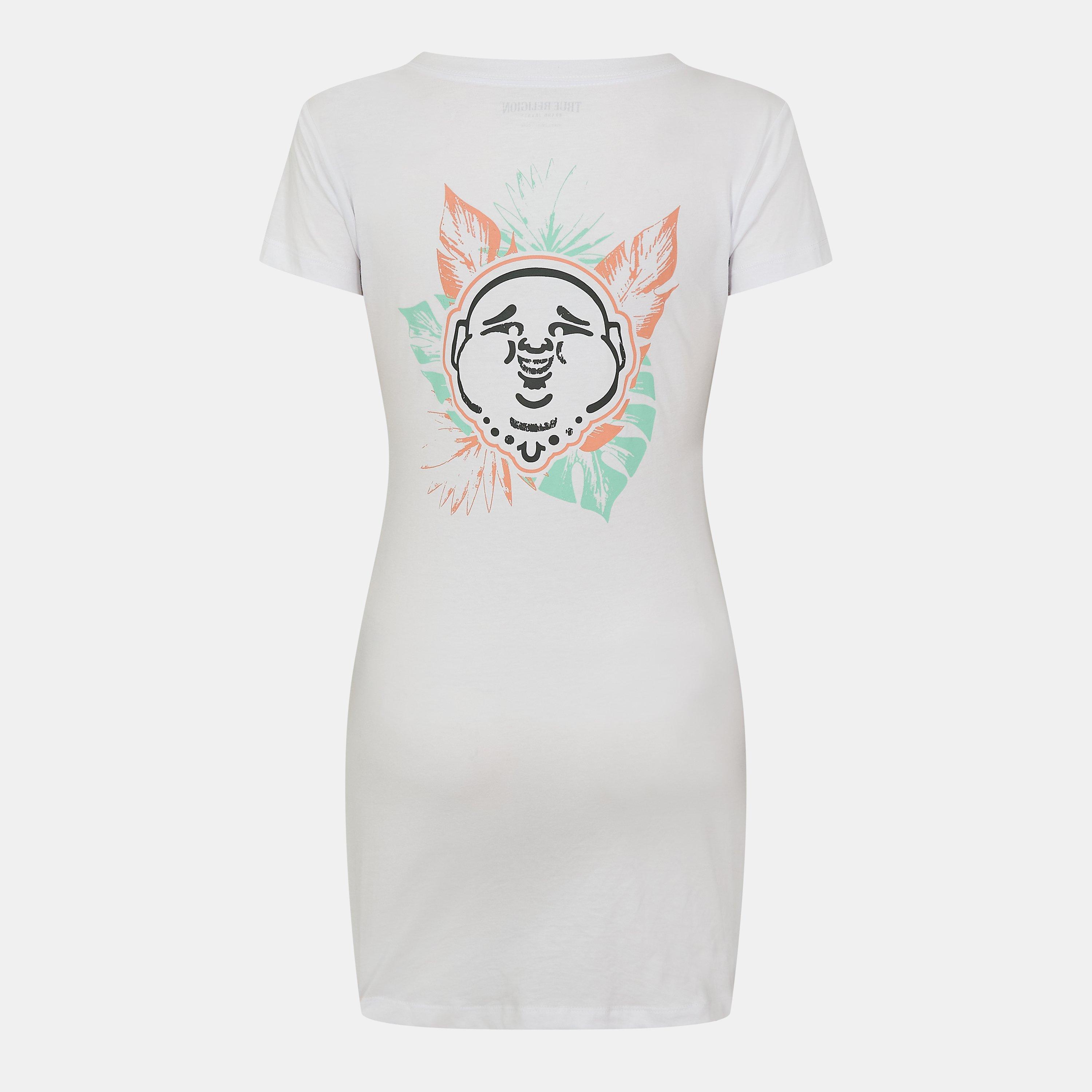 White - True Religion - Buddha T-Shirt Mini Dress - 2
