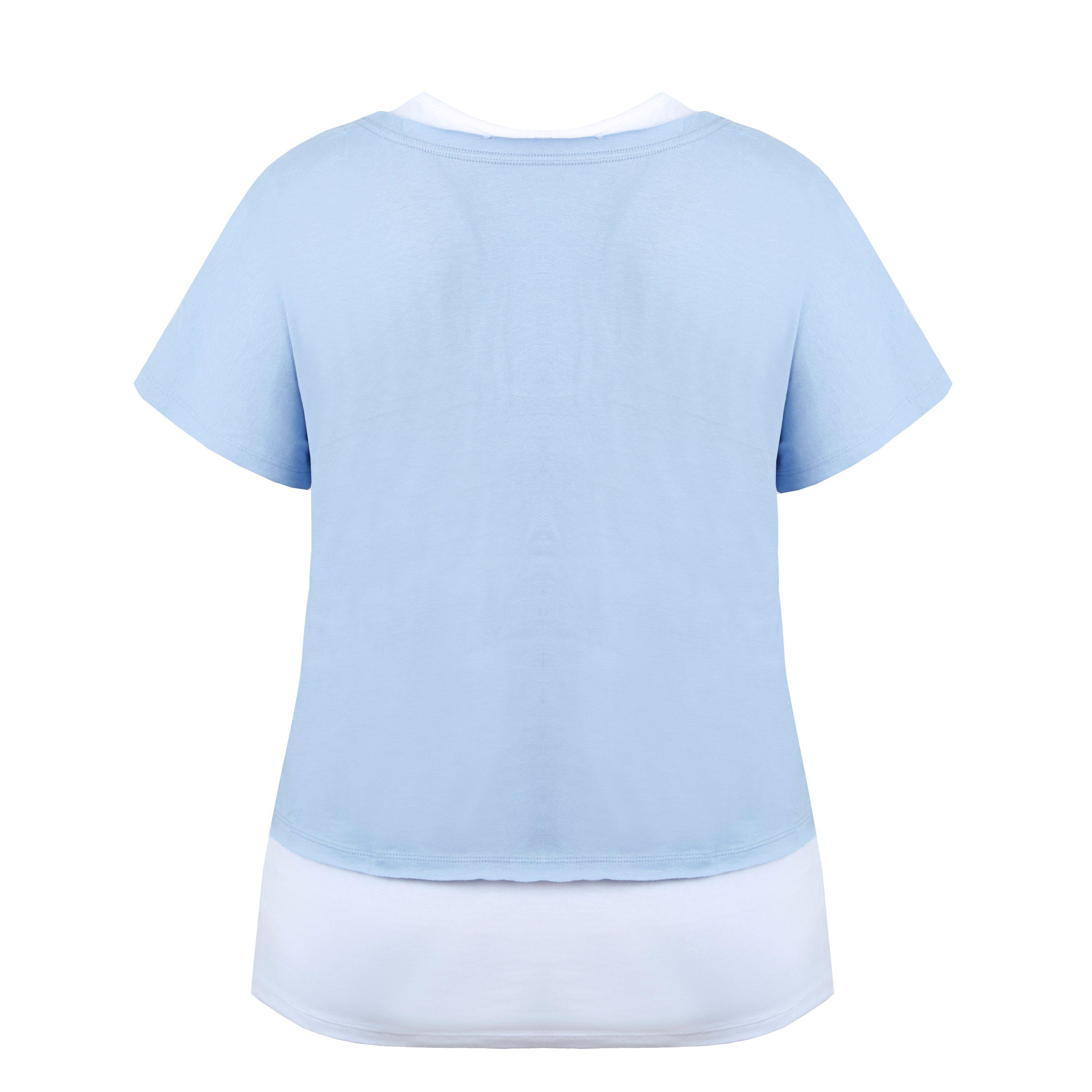 Blu / Bianco - Miso - Double Layer Regular Fit T-Shirt - 2