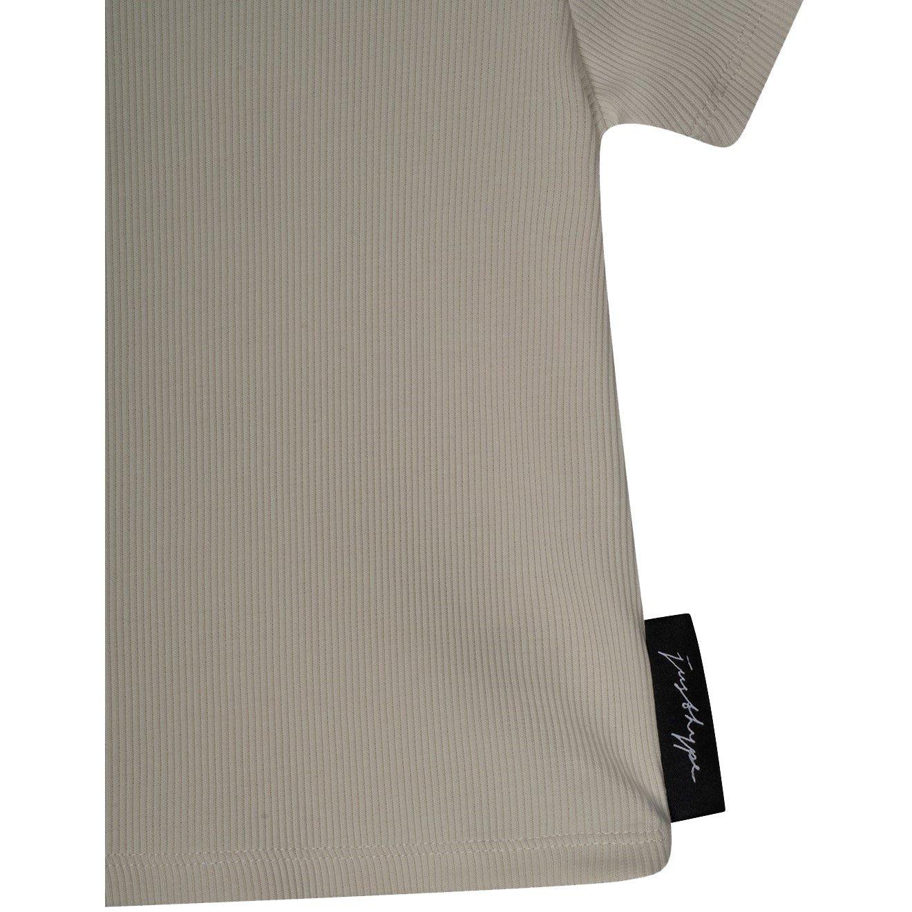 Beige - Hype - Rib Cropped Regular Fit T-Shirt - 2