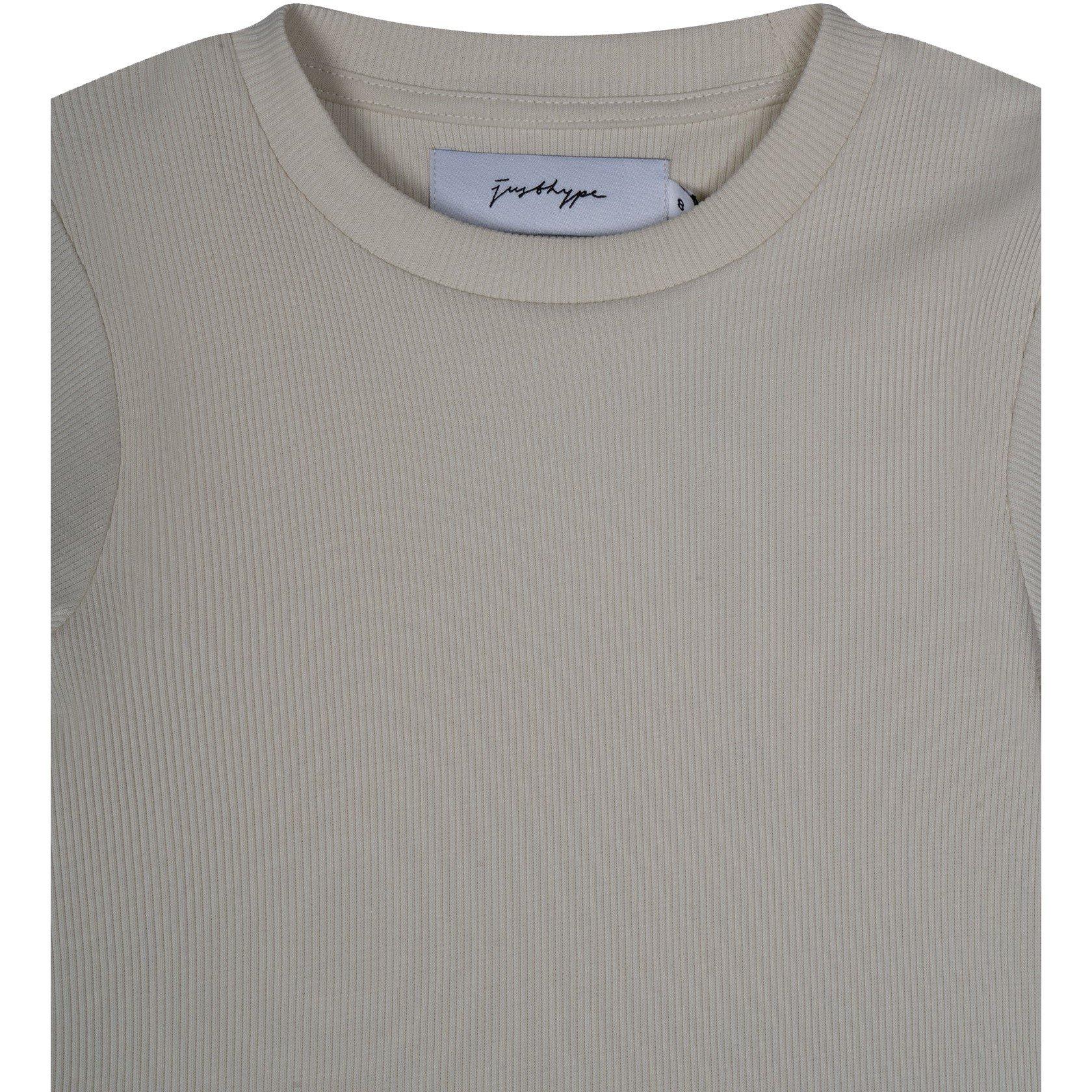 Beige - Hype - Rib Cropped Regular Fit T-Shirt - 3