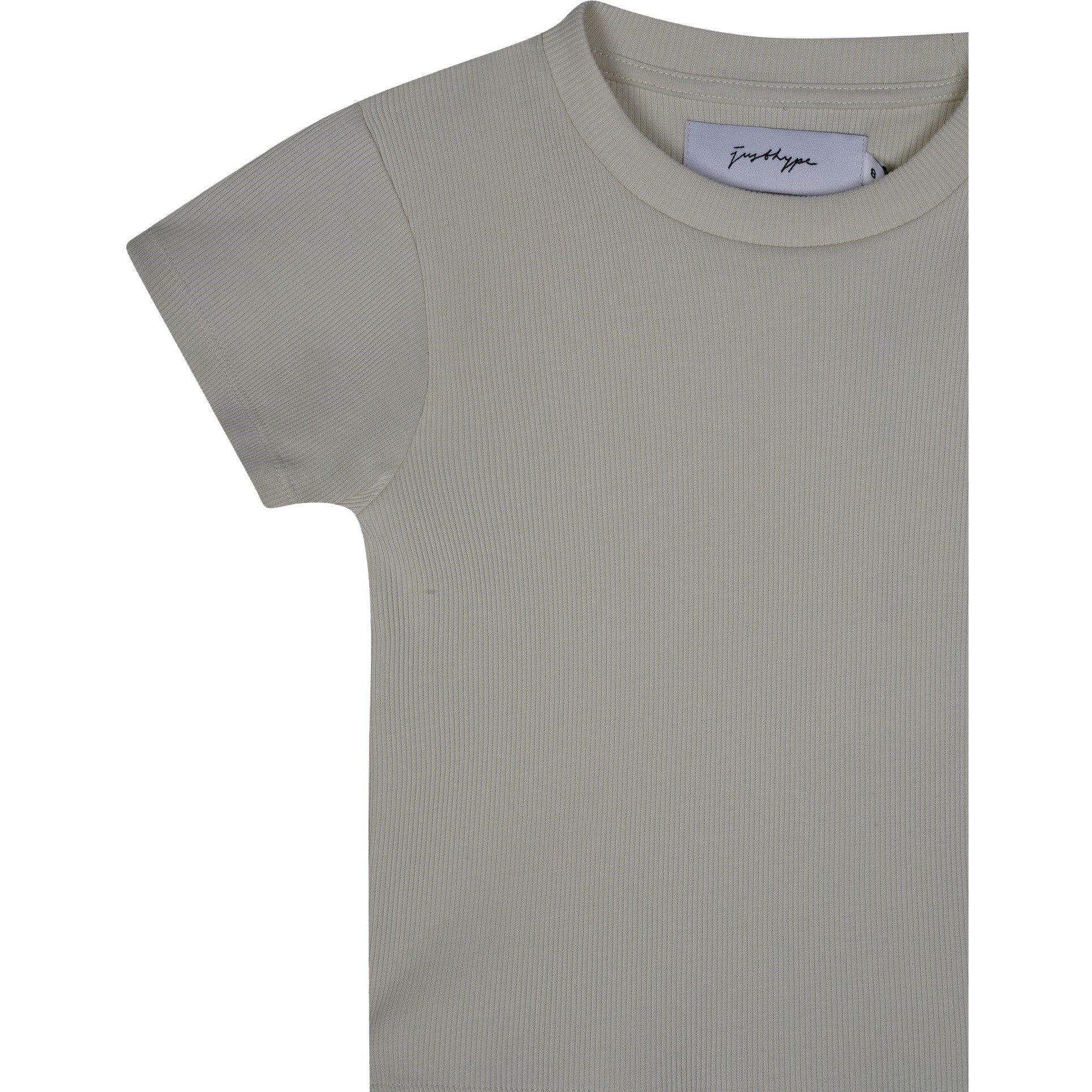 Beige - Hype - Rib Cropped Regular Fit T-Shirt - 4