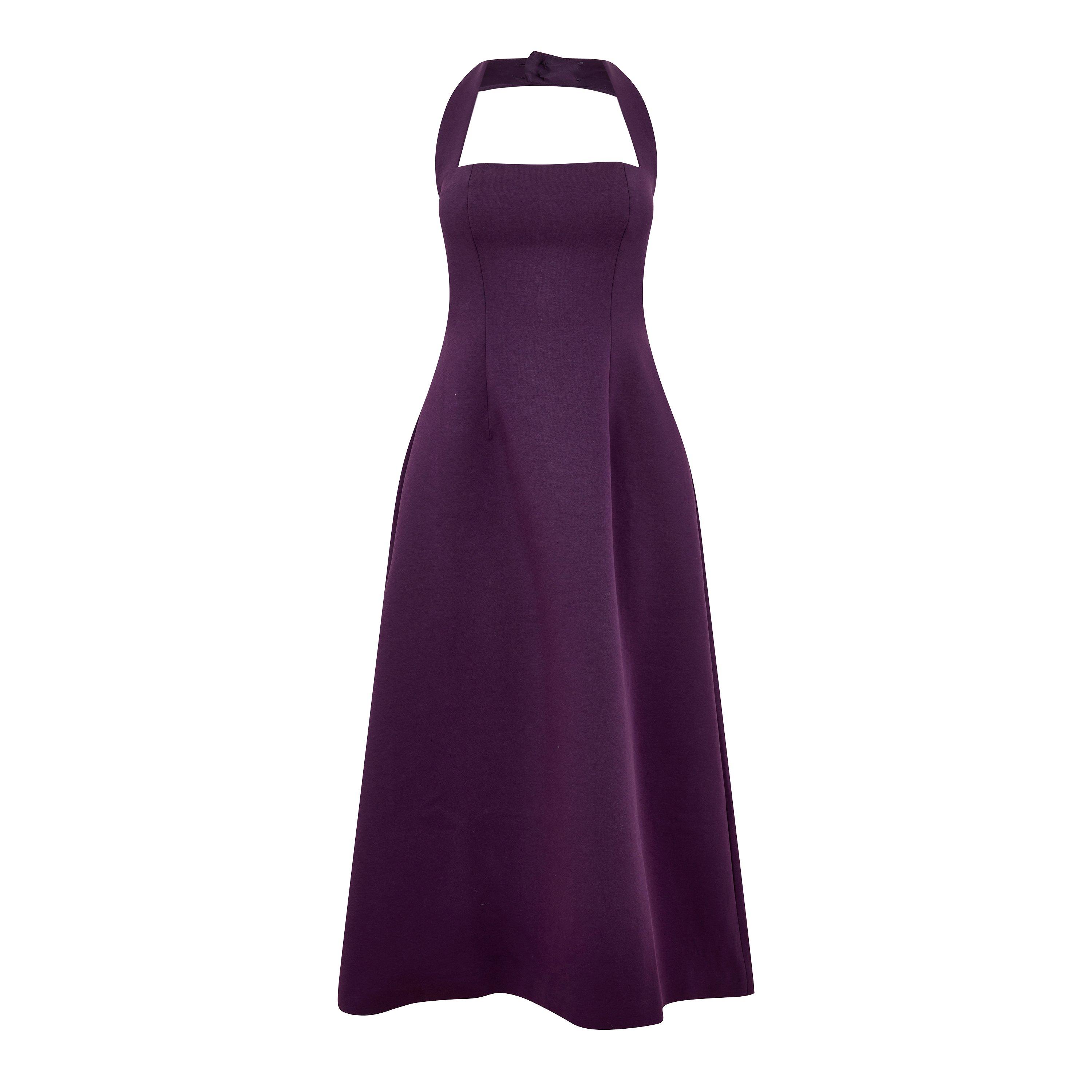 Purple - Odd Muse - Odd Muse Cotton Mix Halter Midi Dress - 1