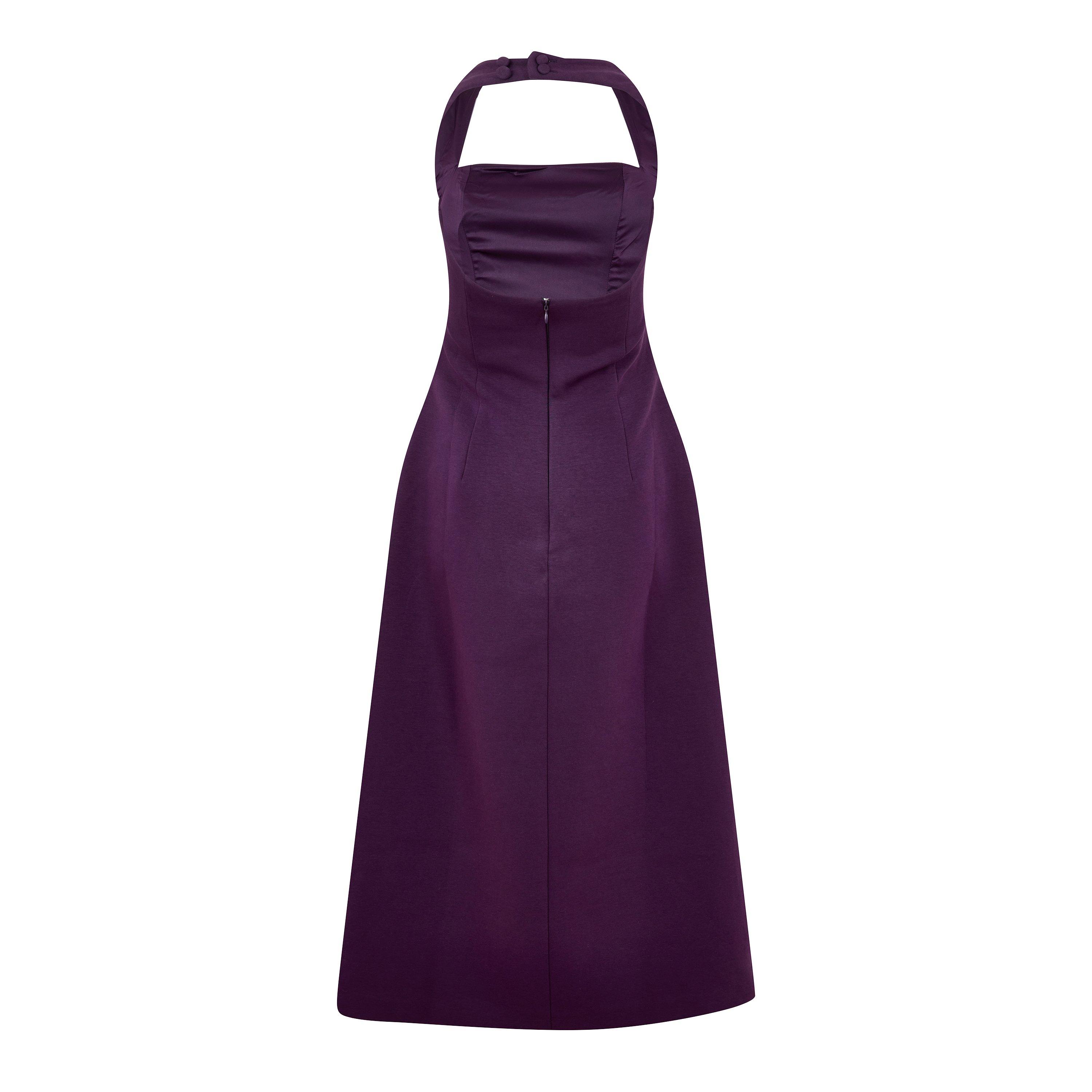 Purple - Odd Muse - Odd Muse Cotton Mix Halter Midi Dress - 2