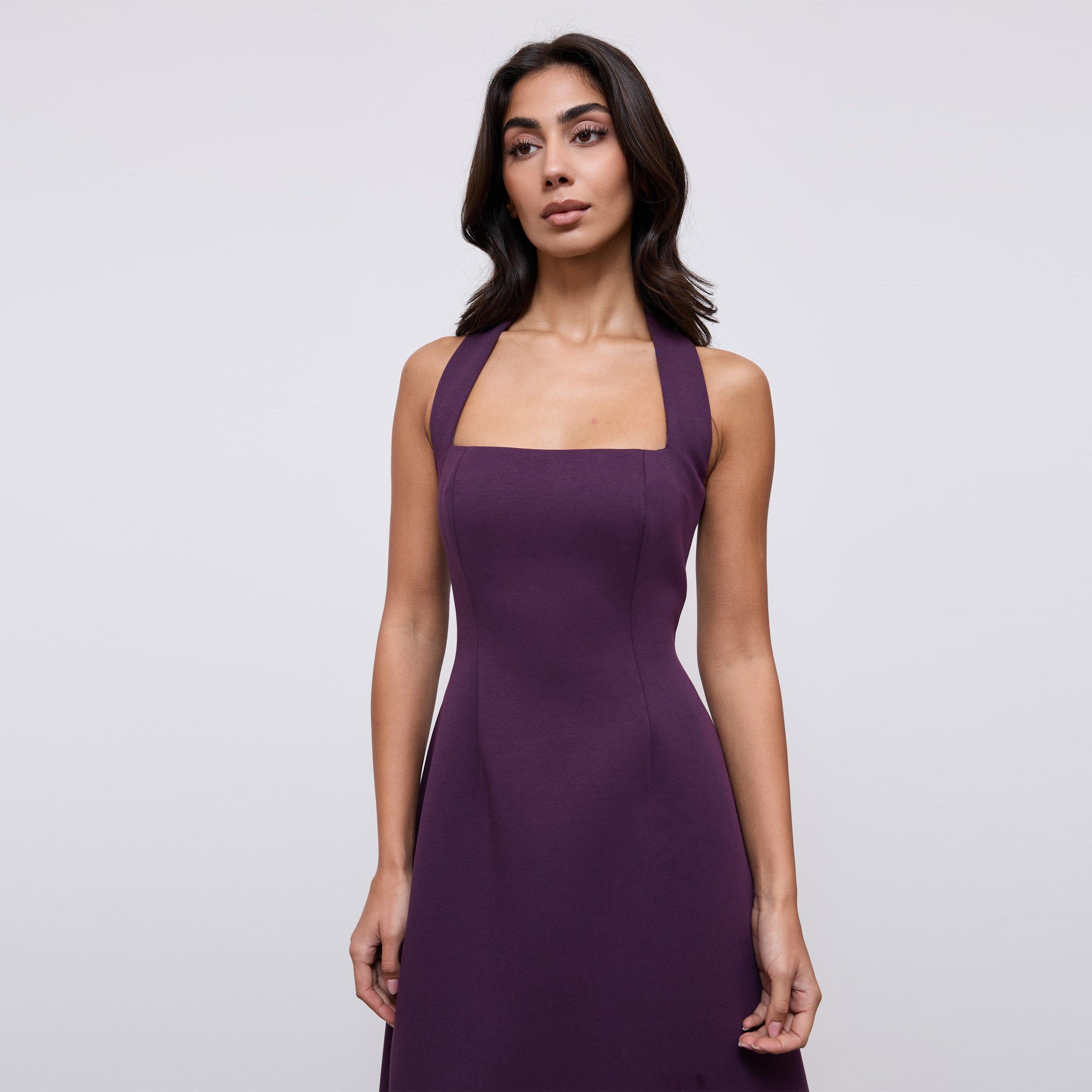 Purple - Odd Muse - Odd Muse Cotton Mix Halter Midi Dress - 3