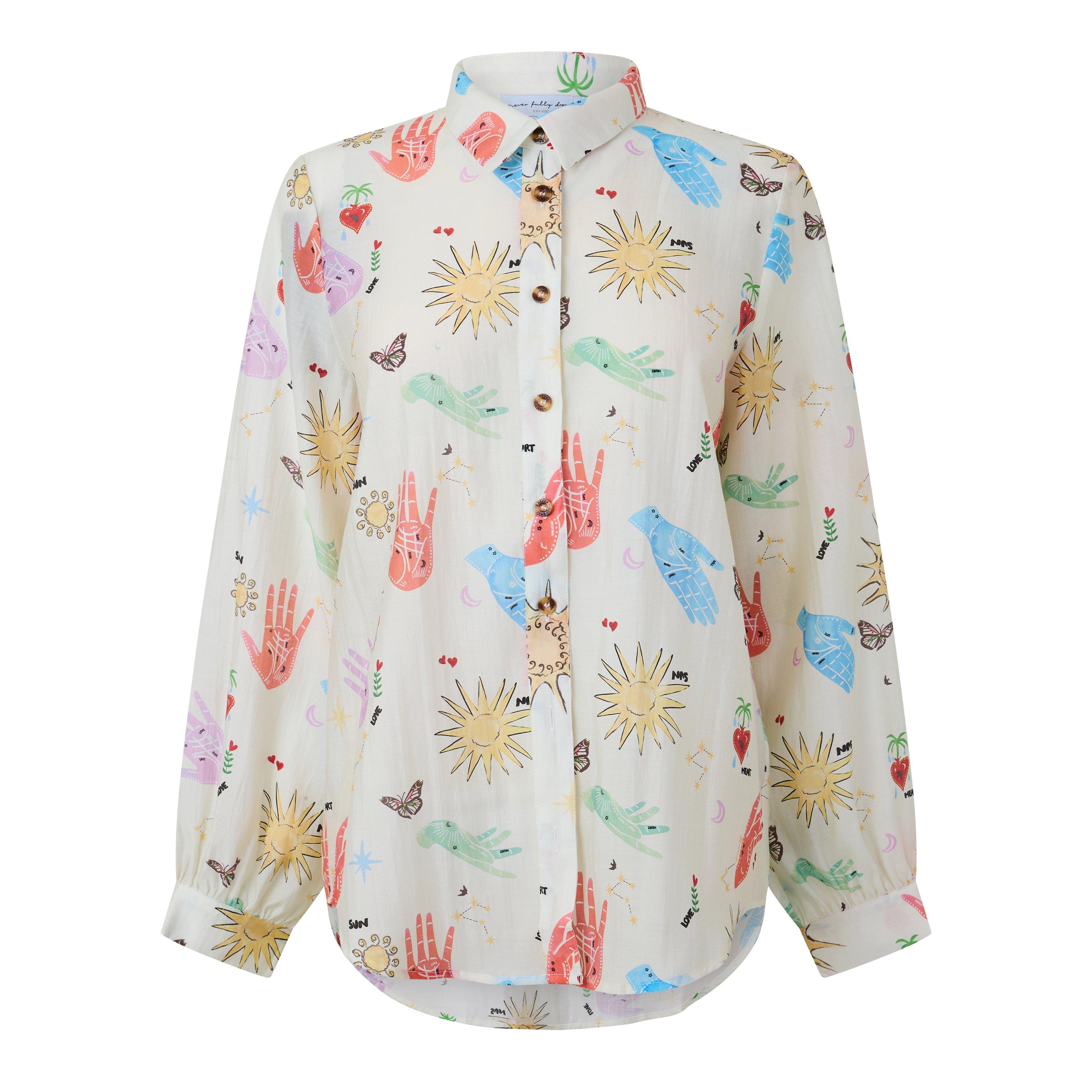 Never Fully Dressed Women's Long Sleeve Patterned Shirt - Cream - 14 (L)