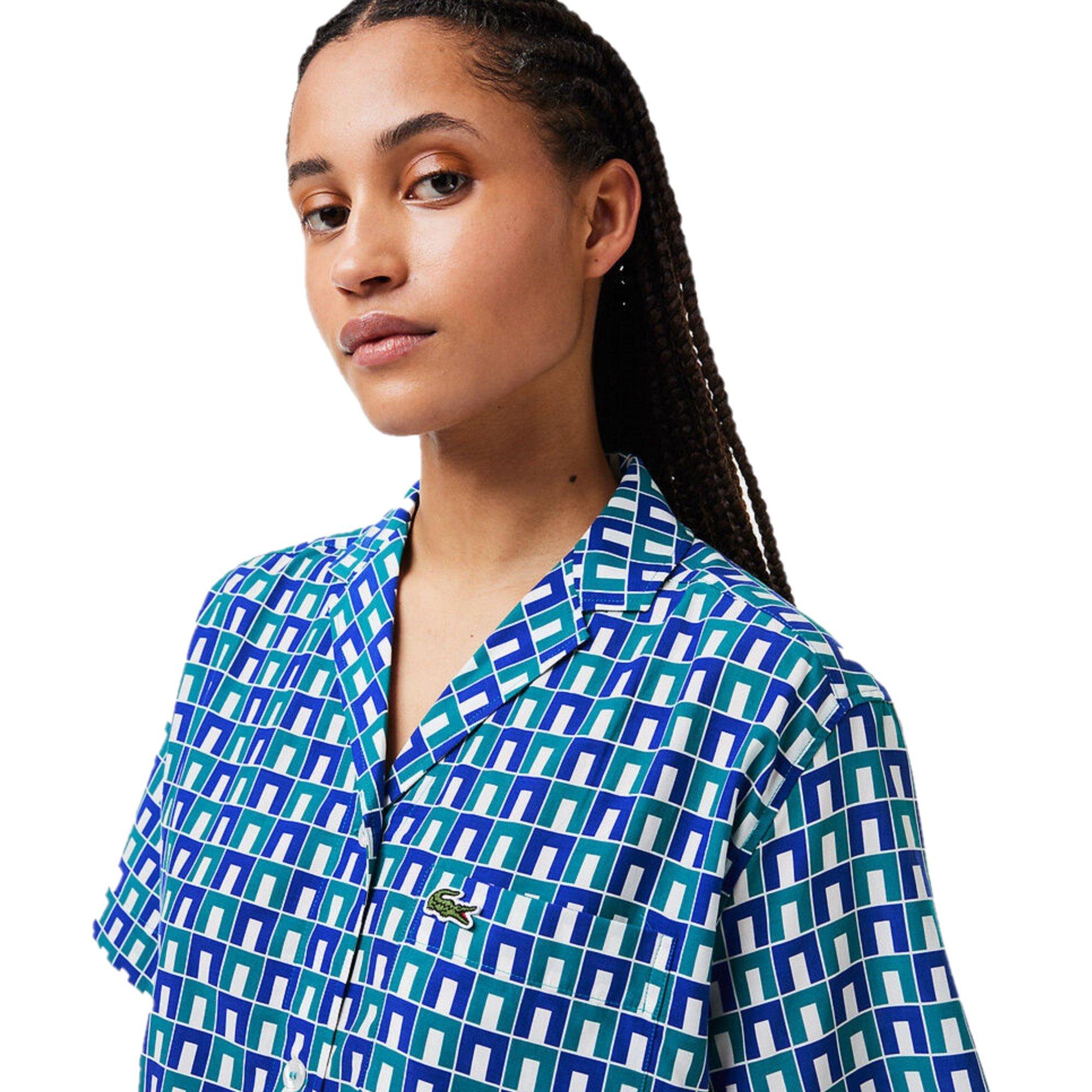 Mascarpone/Sloe - Lacoste - Women's Short-Sleeve Patterned Shirt - 3