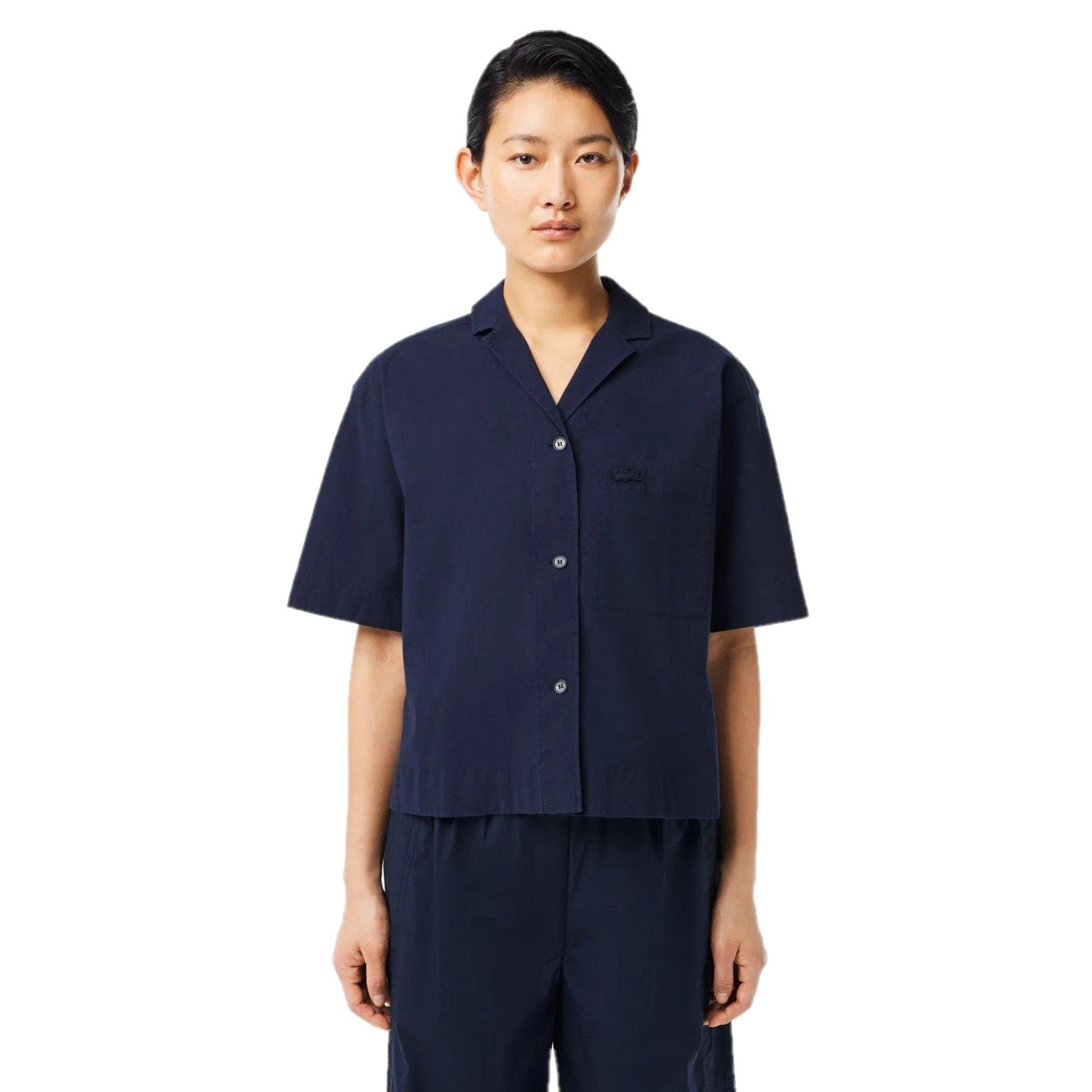 Lacoste Women's Short-Sleeve Plain Shirt - Navy Blue - 10 (38)