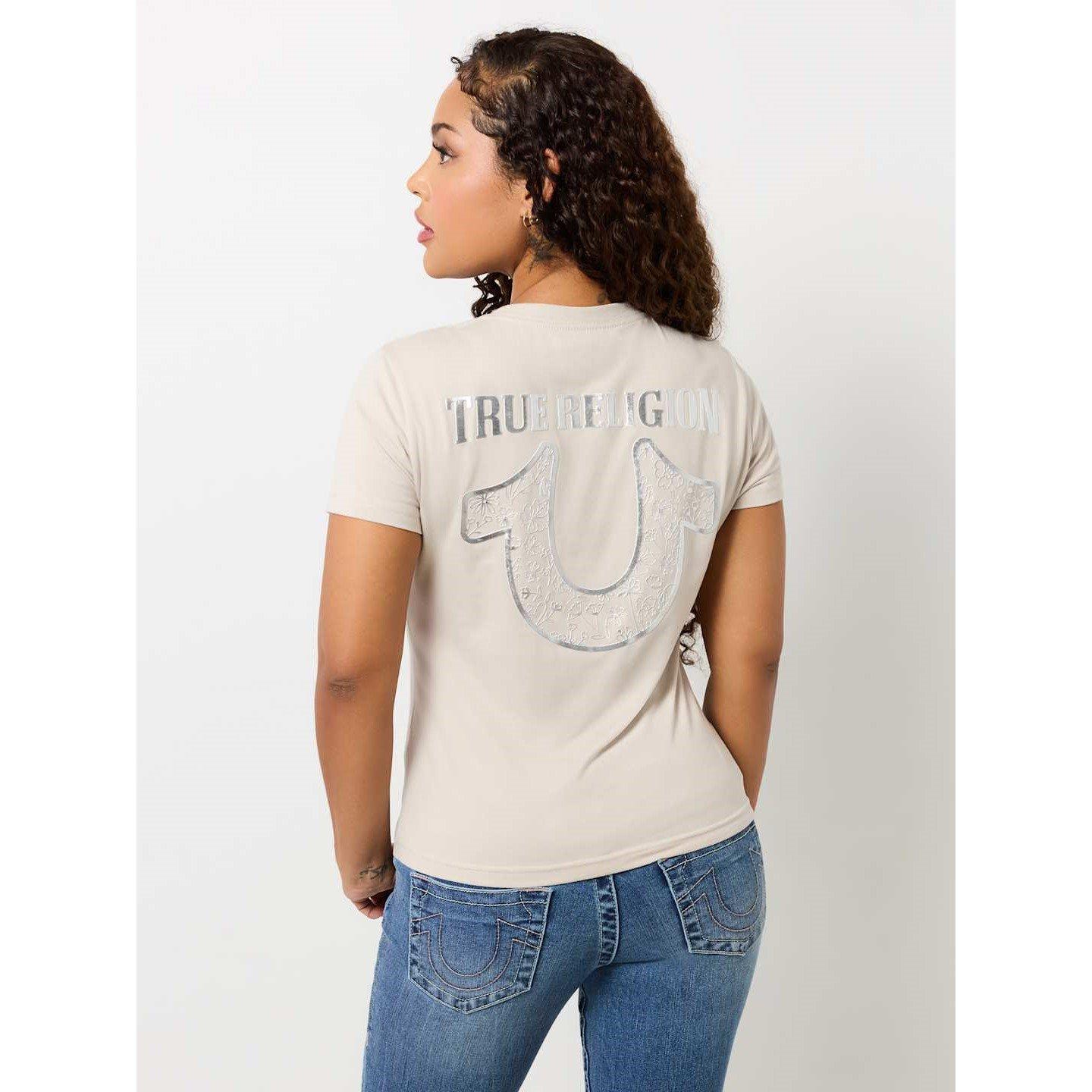Silver Lining - True Religion - Horseshoe V-Neck T-Shirt Womens - 2