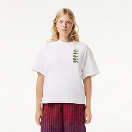 Lacoste Oversized Iconic Croc Print Cotton T Shirt