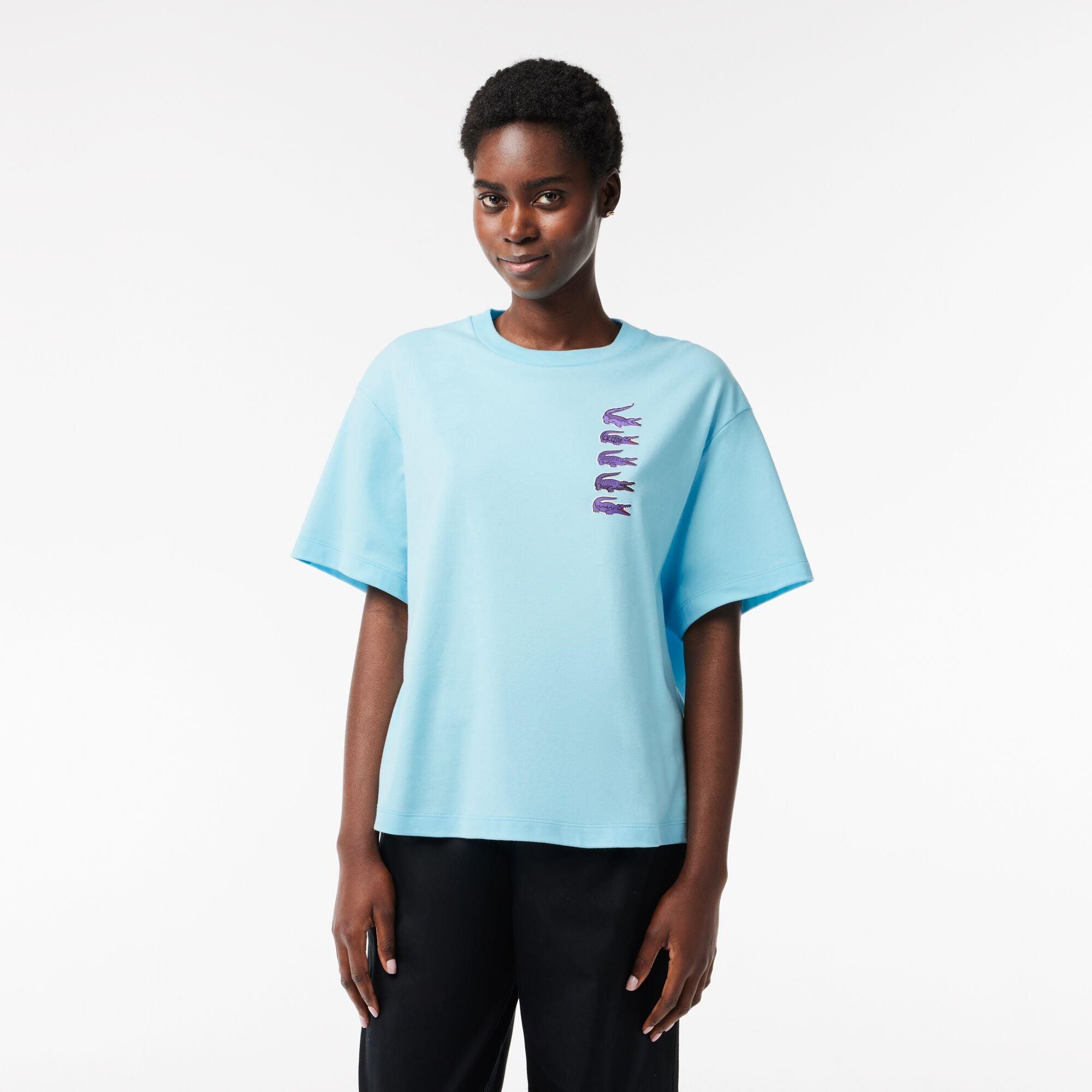 Agrion - Lacoste - Oversized Iconic Croc Print Cotton T-Shirt - 1