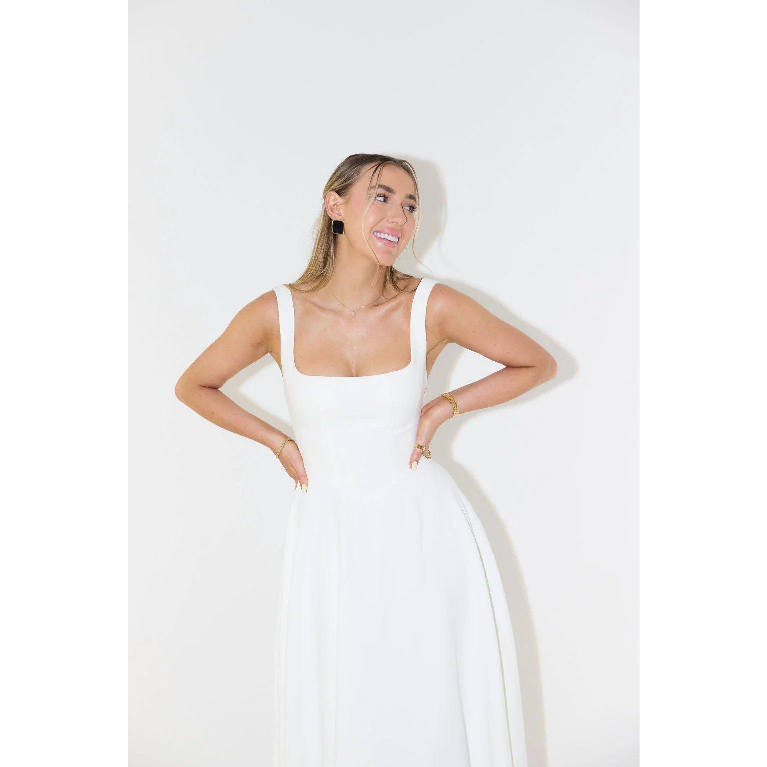 White - Odd Muse - The Ultimate Muse High Waist Square Neck Midi Dress - 2