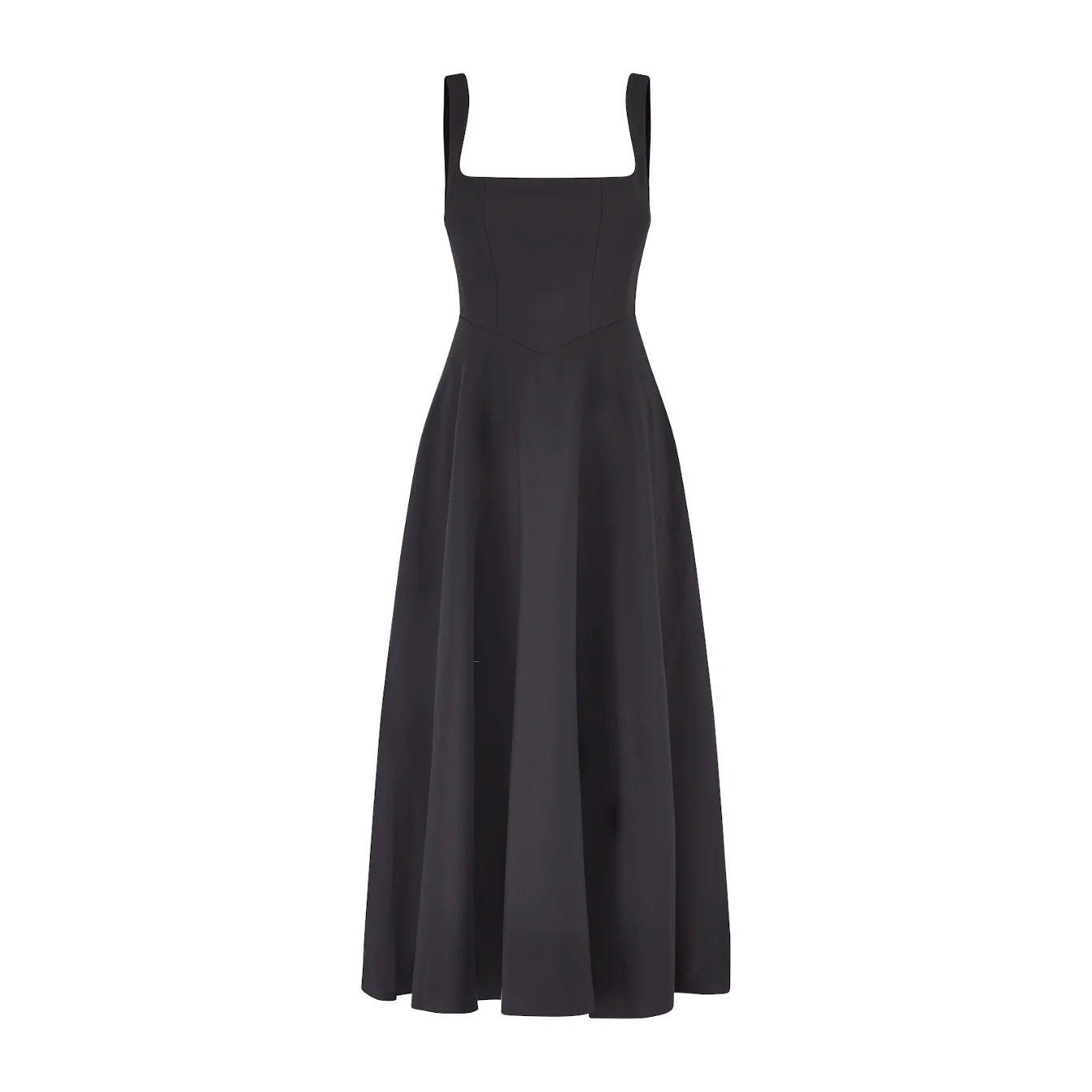 Black - Odd Muse - The Ultimate Muse High Waist Square Neck Midi Dress - 1