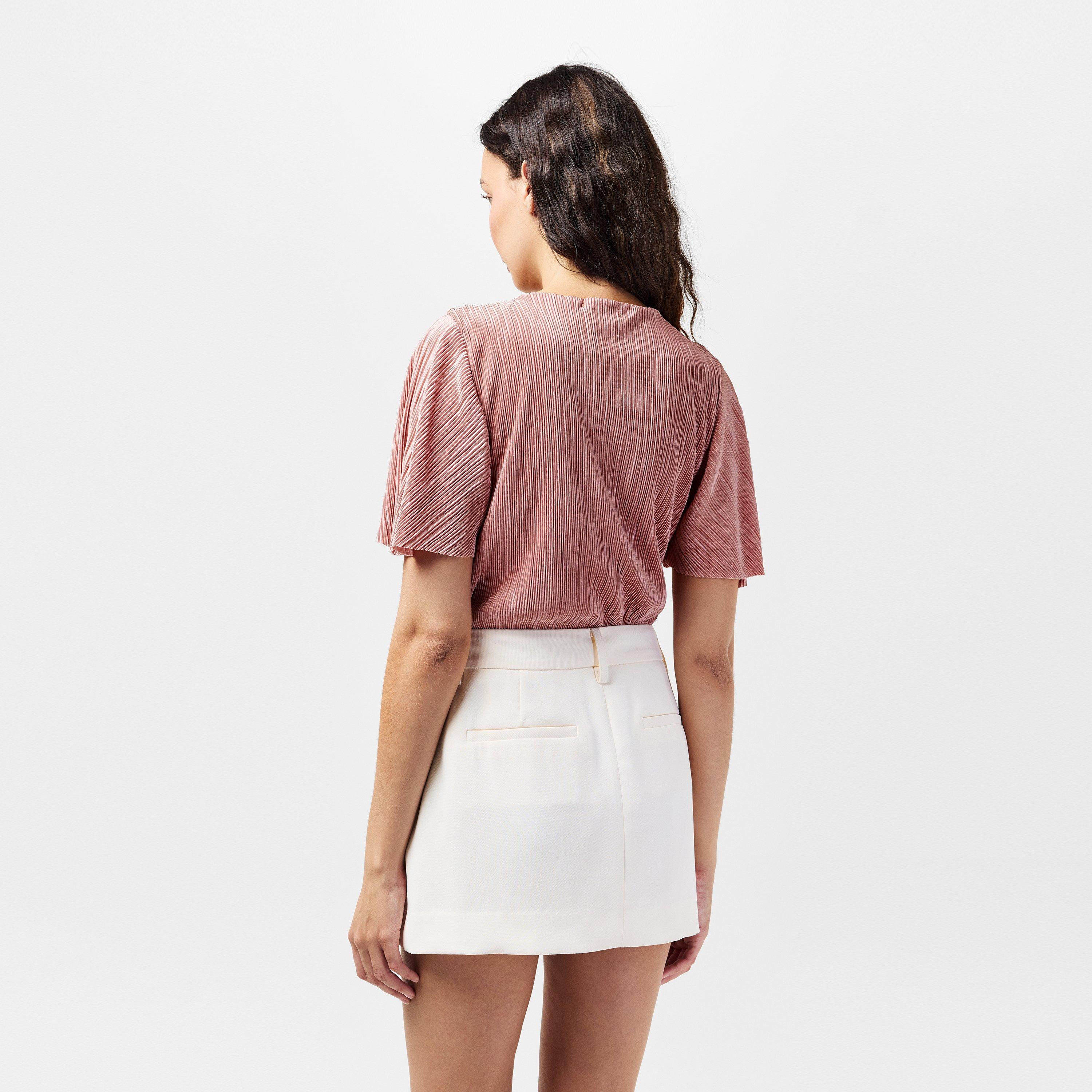 Gold - AX Paris - Champagne Wrap Top Butterfly Sleeve Plisse Bodysuit - 4