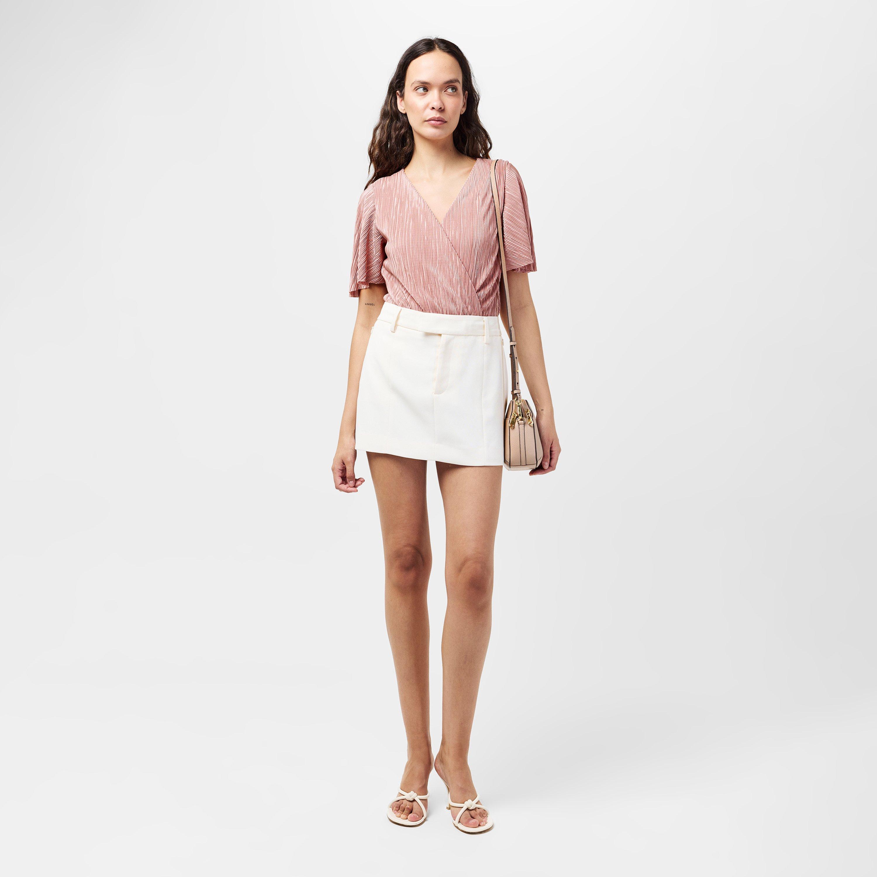 Gold - AX Paris - Champagne Wrap Top Butterfly Sleeve Plisse Bodysuit - 6