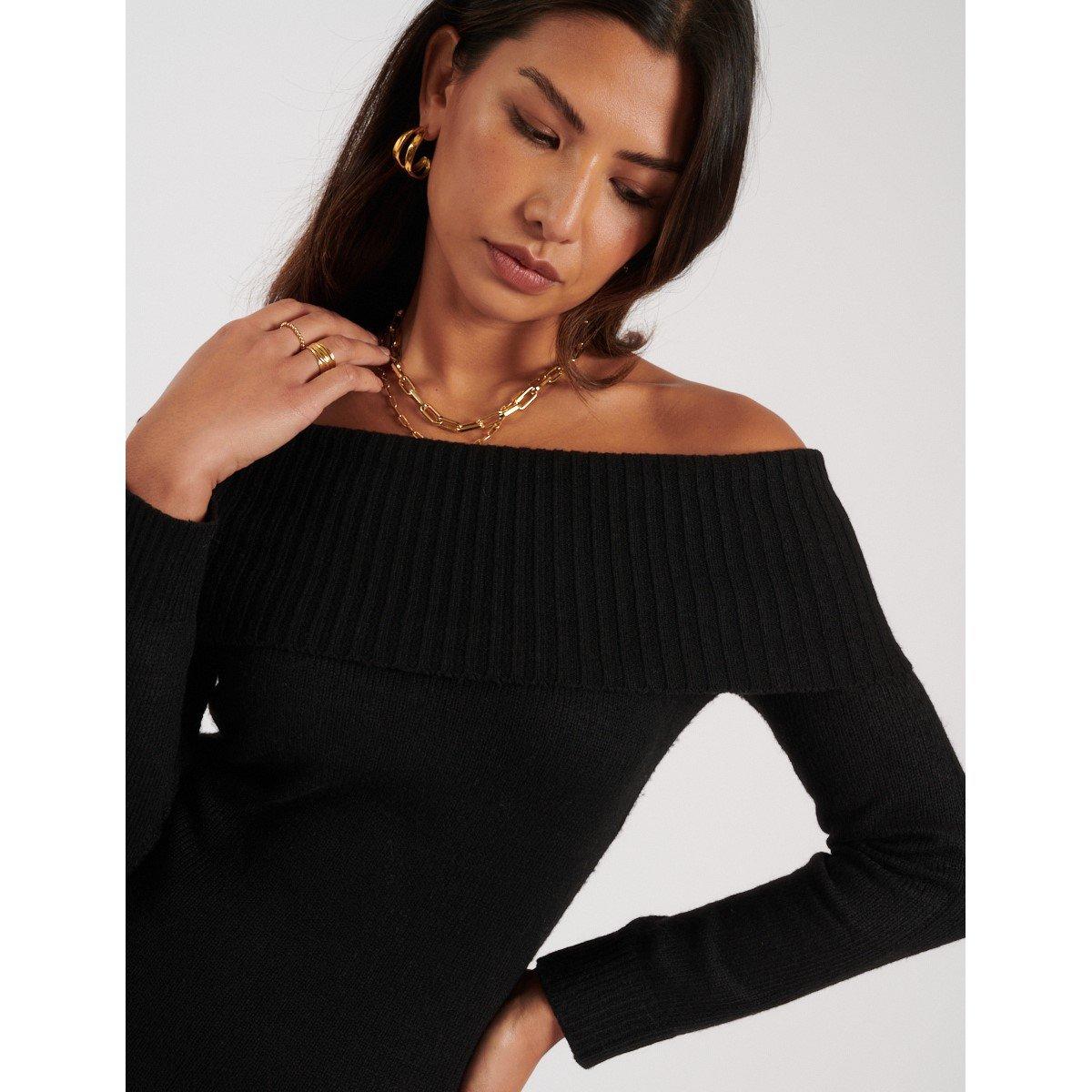 Black - Nobodys Child - Women's Bardot Bodycon Dress - 3