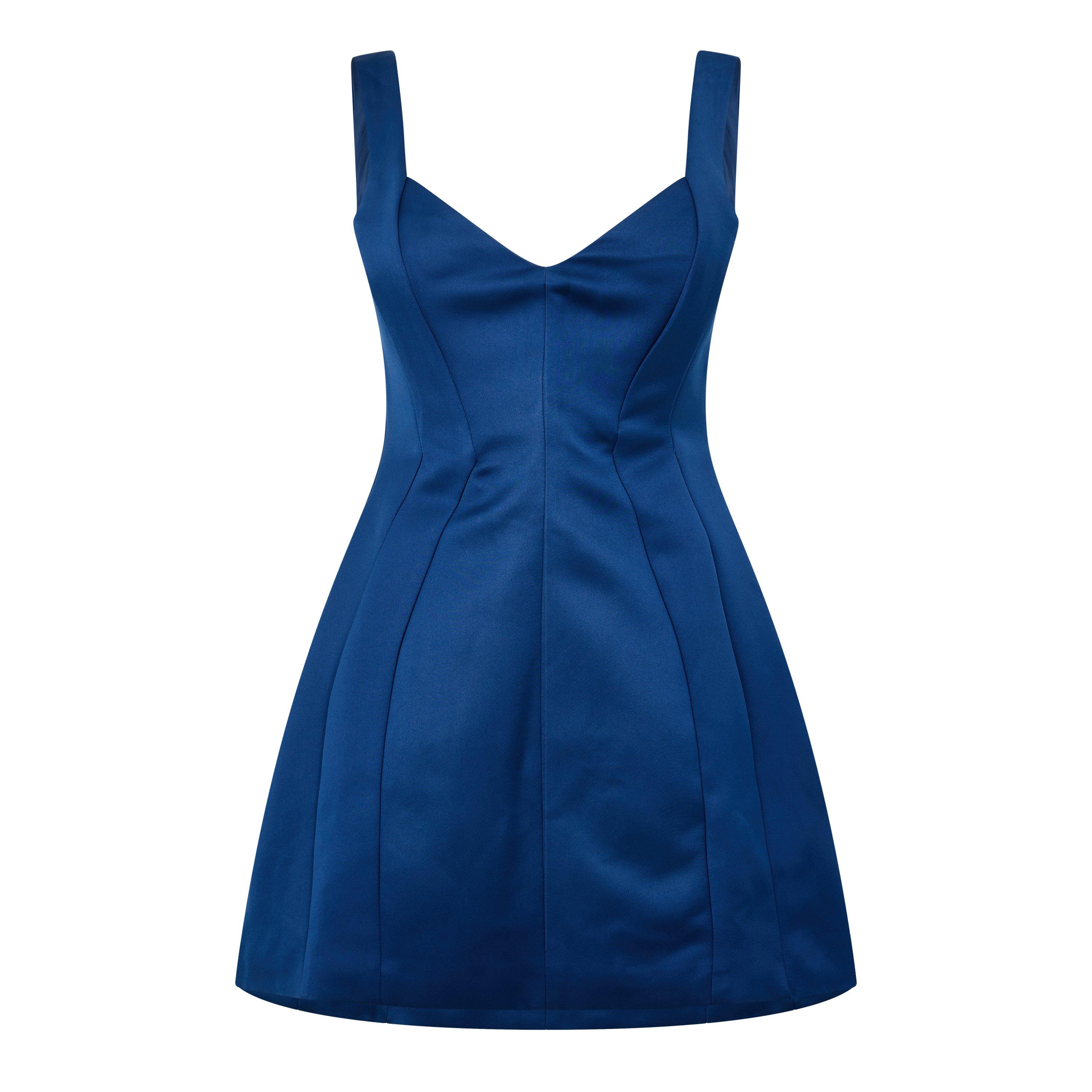 Blue - Odd Muse - Odd Muse Satin Structured Mini Dress - 1