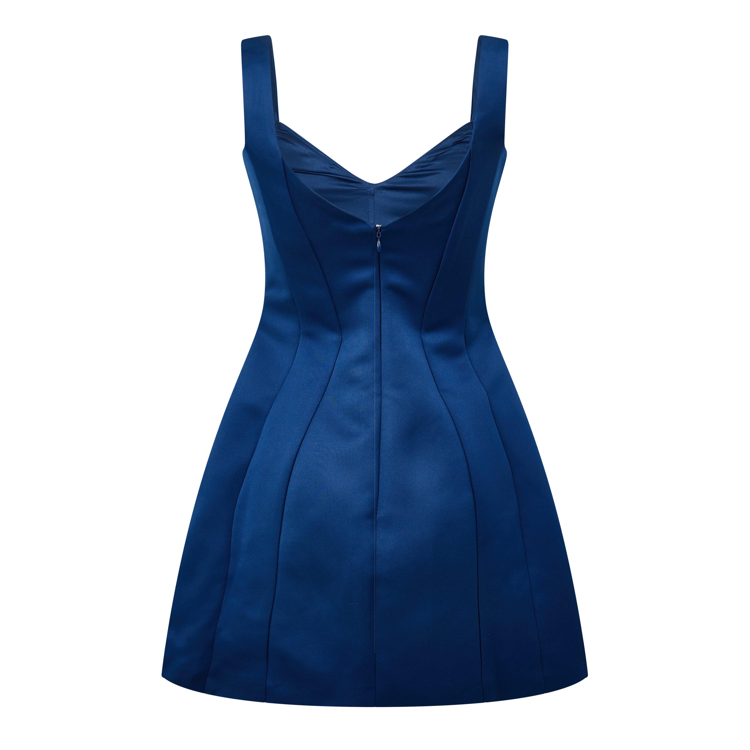 Blue - Odd Muse - Odd Muse Satin Structured Mini Dress - 2