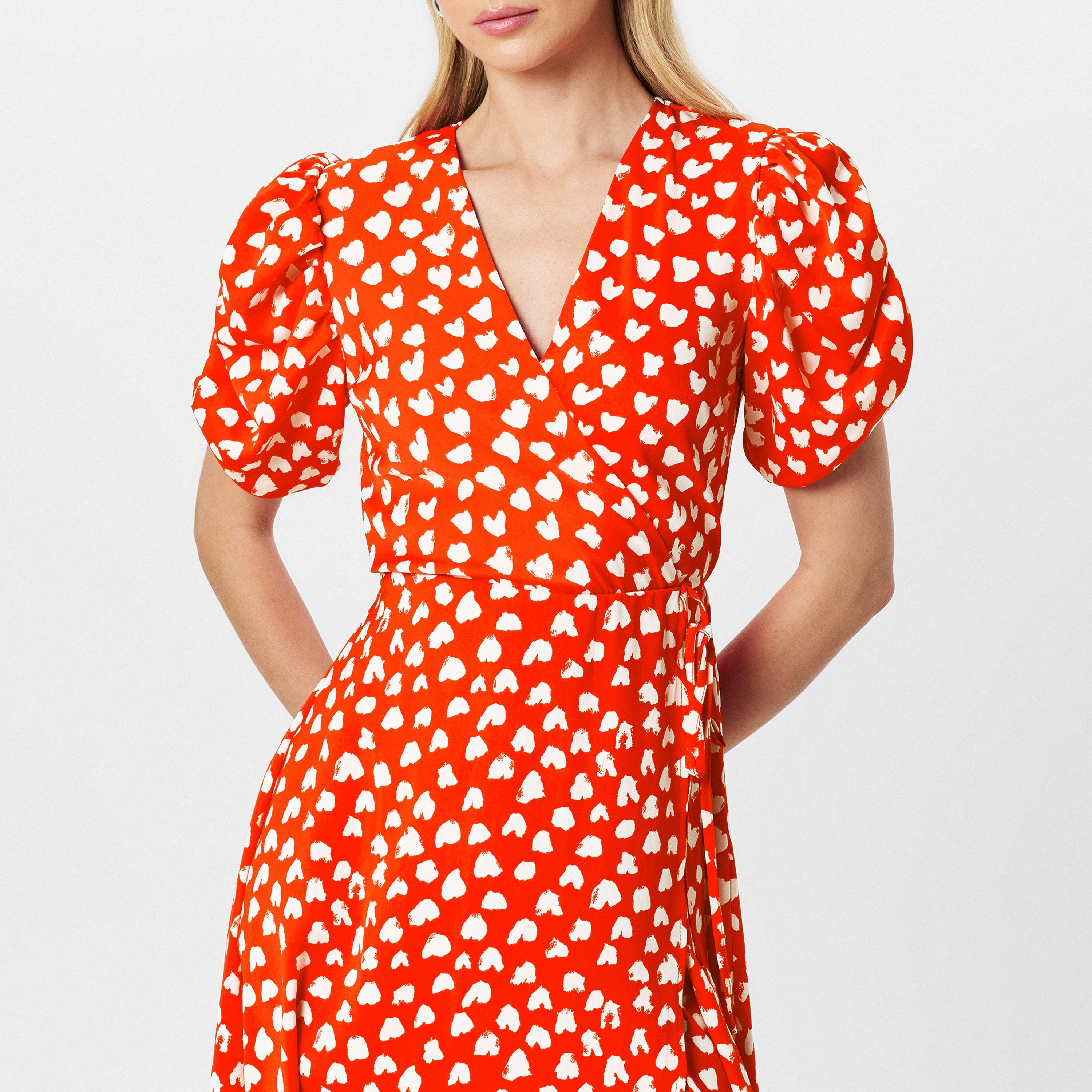 Red - AX Paris - Red Heart Printed Wrap Midi Dress - 3