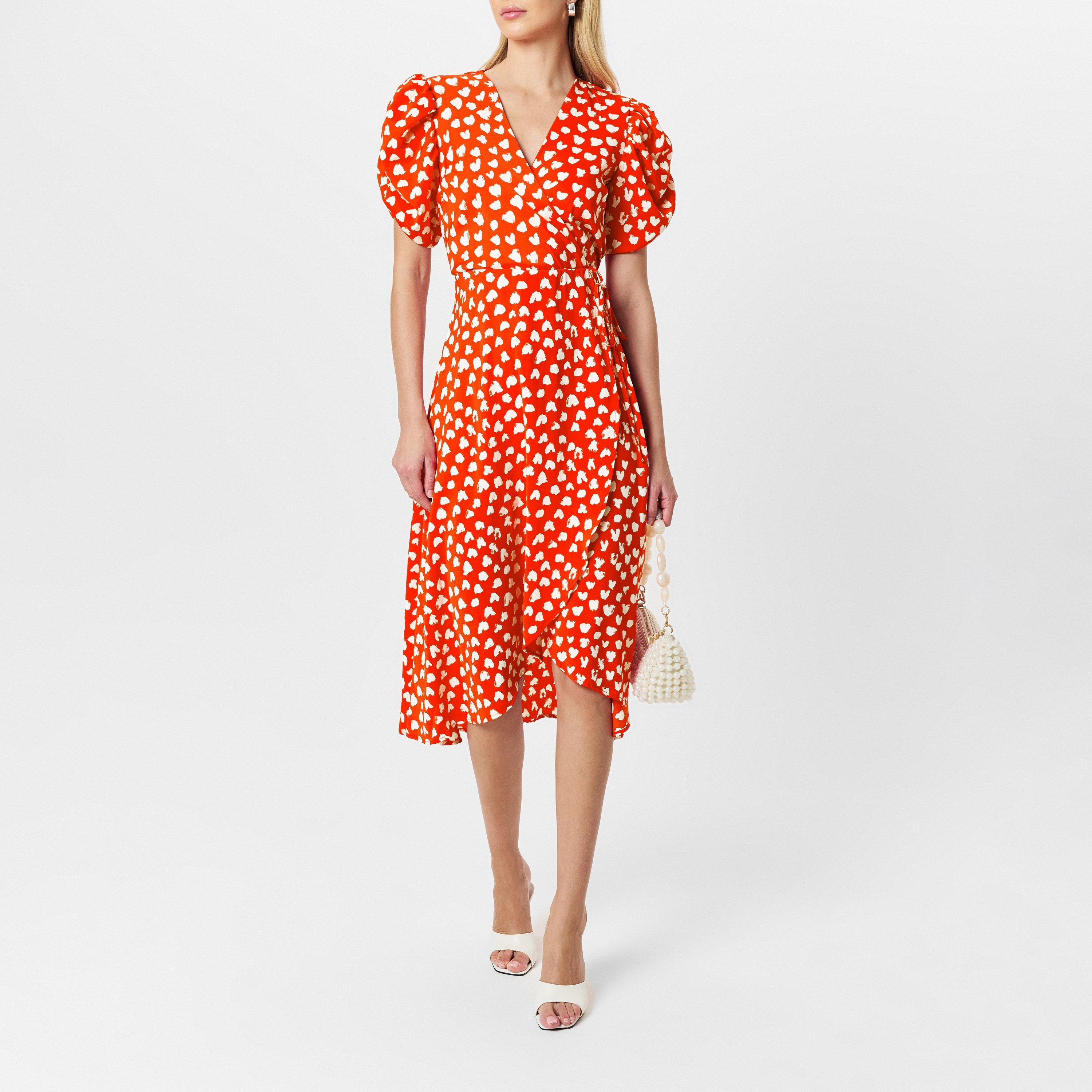 Red - AX Paris - Red Heart Printed Wrap Midi Dress - 6