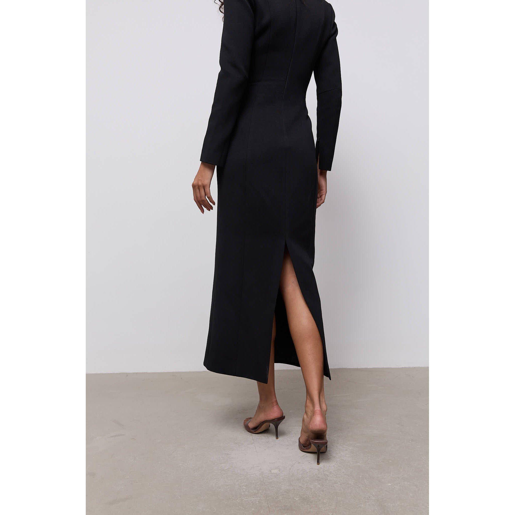 Black - Odd Muse - Odd Muse Zip Detail Midi Dress - 4