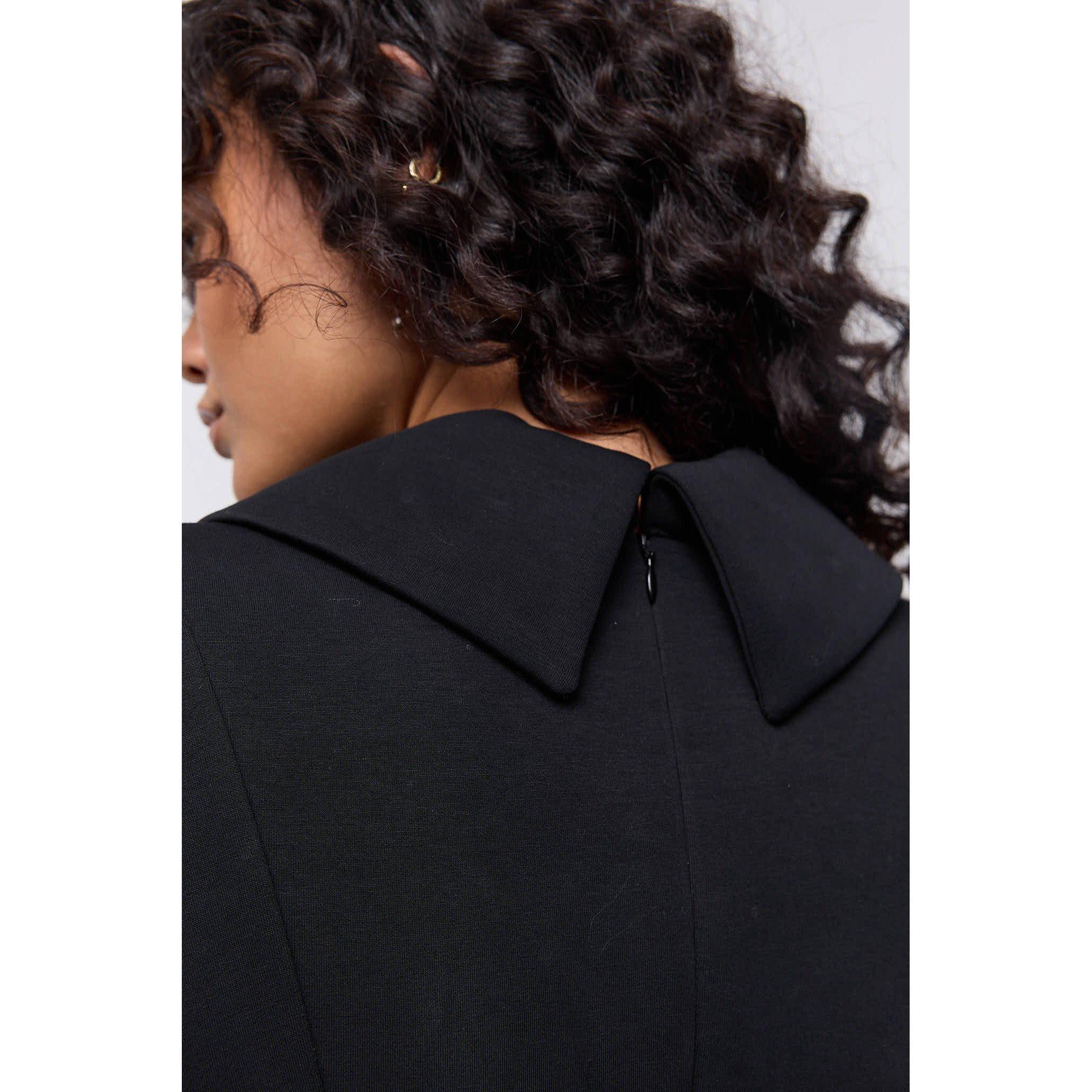 Black - Odd Muse - Odd Muse Zip Detail Midi Dress - 5