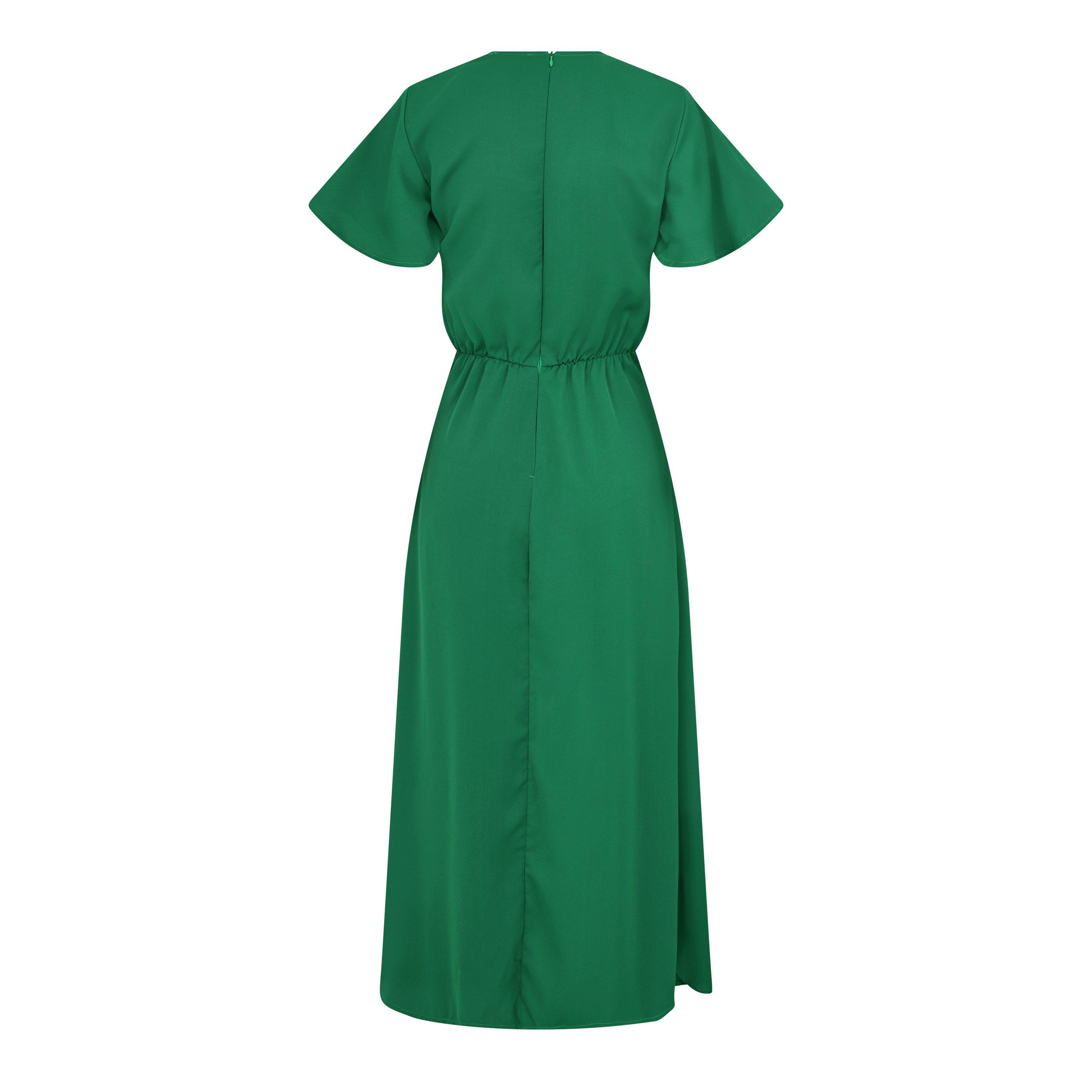 Green - AX Paris - Green Ruched Split Leg Midi Dress - 2